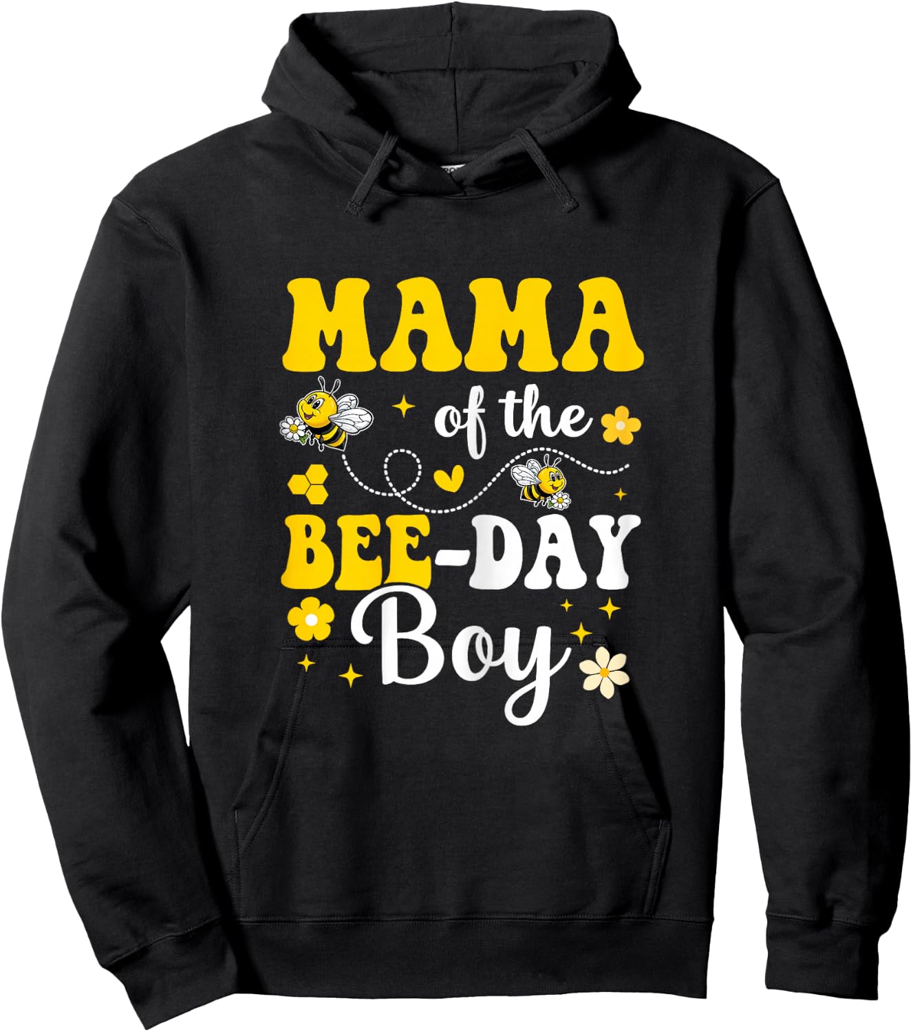 Mama of The Bee Day Boy Bee Birthday Party Matching Family Hoodie - Hoodie | Black