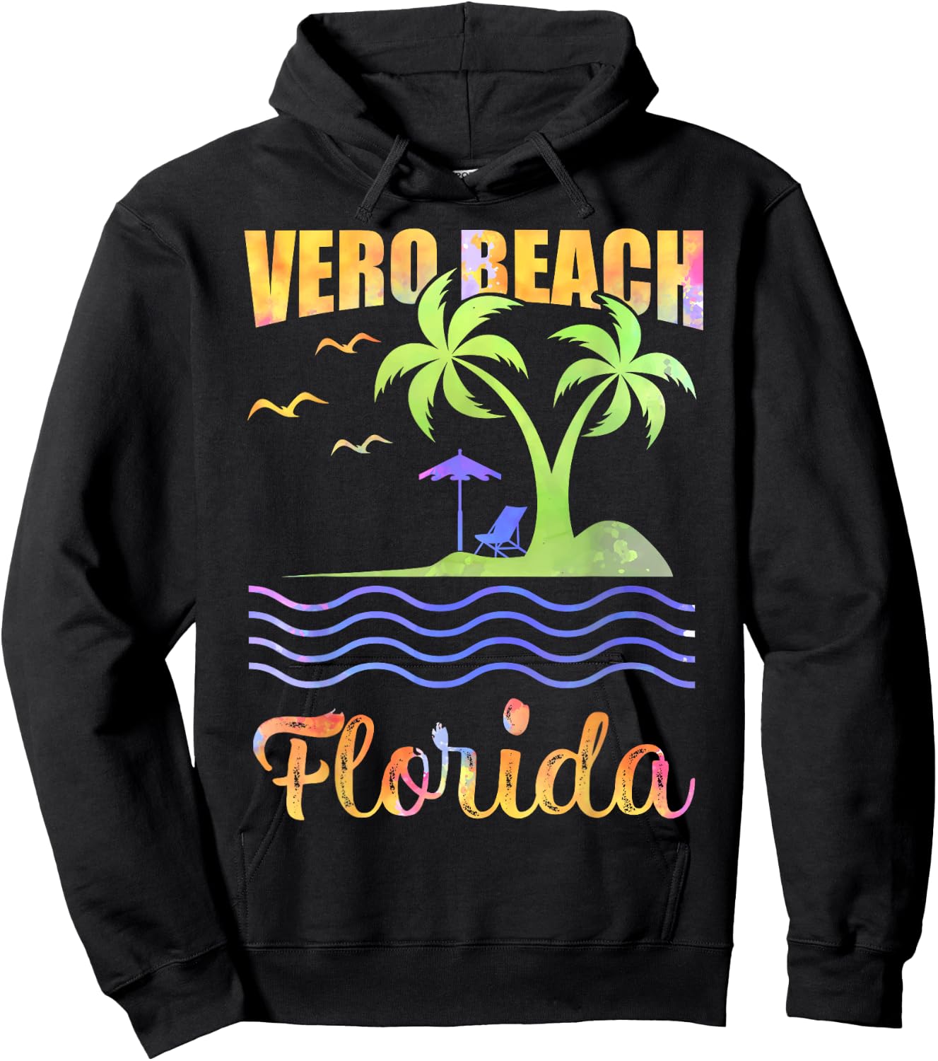 Summer Vacation Retro Sunset Florida Vero Beach Men Women Kids Hoodie - Hoodie | Black