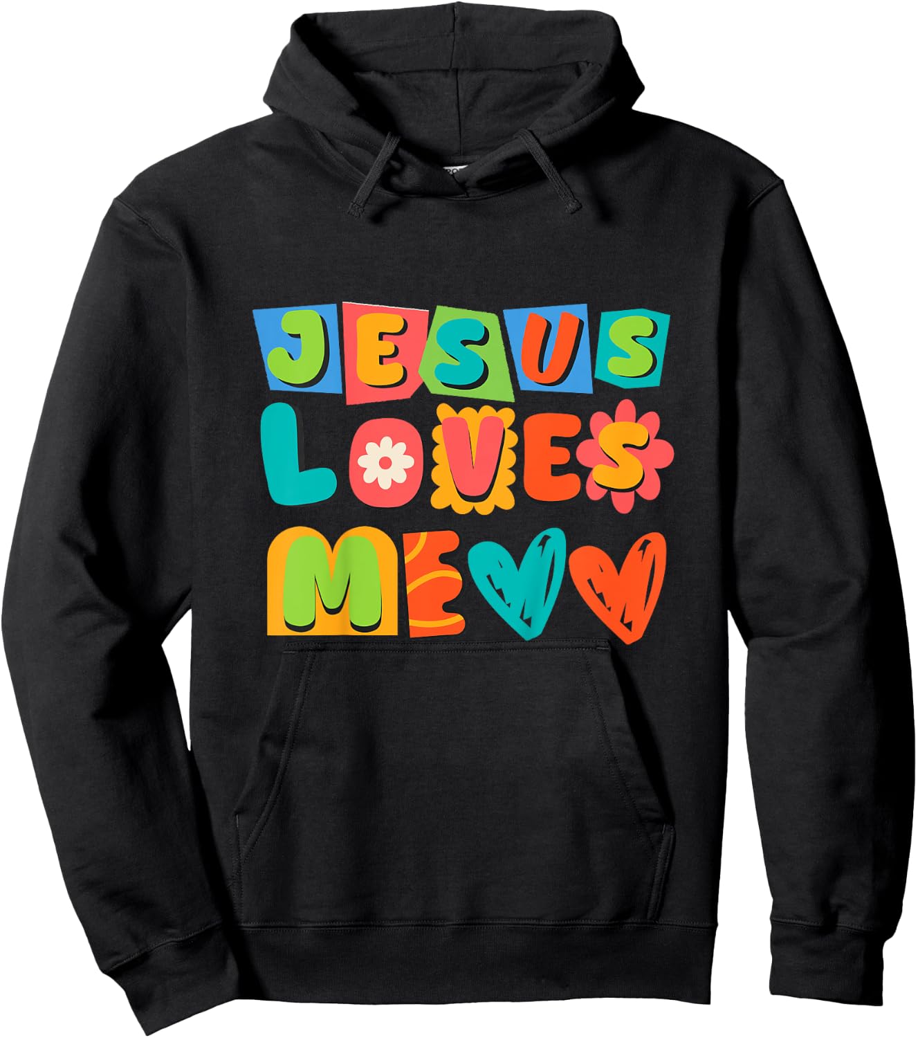 Groovy Jesus Loves Me Biblical Christian Church Retro Kids Hoodie - Hoodie | Black
