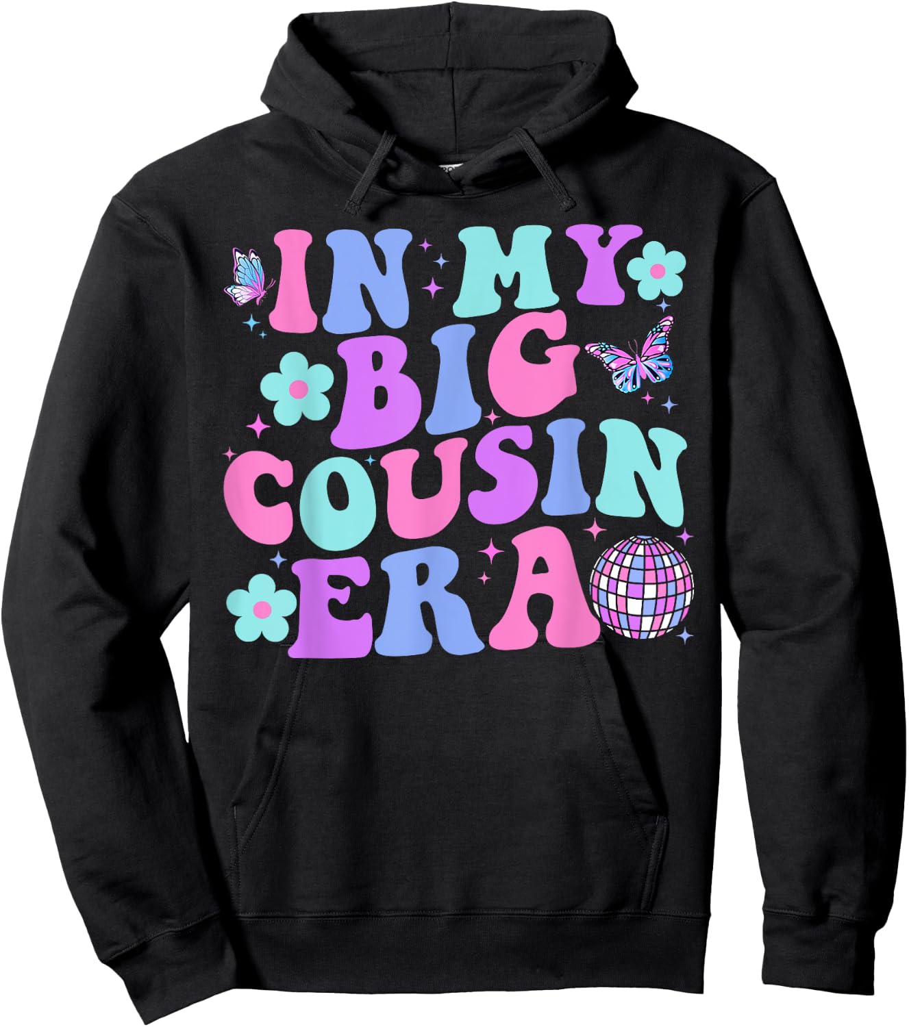 Matching Group Christmas In My Big Cousin Era Groovy Hoodie - Hoodie | Black