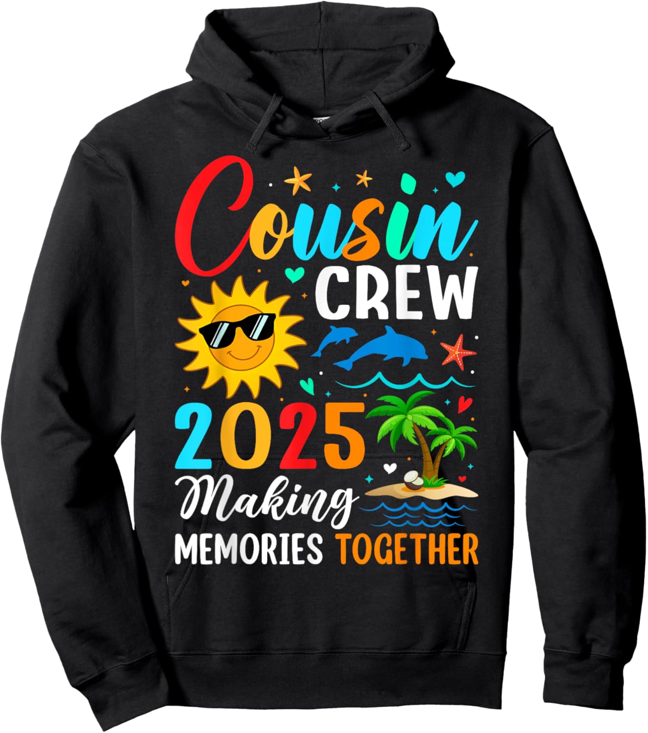 Cousin crew 2025 Summer Vacation Beach Family Trips Matching Hoodie - Hoodie | Black