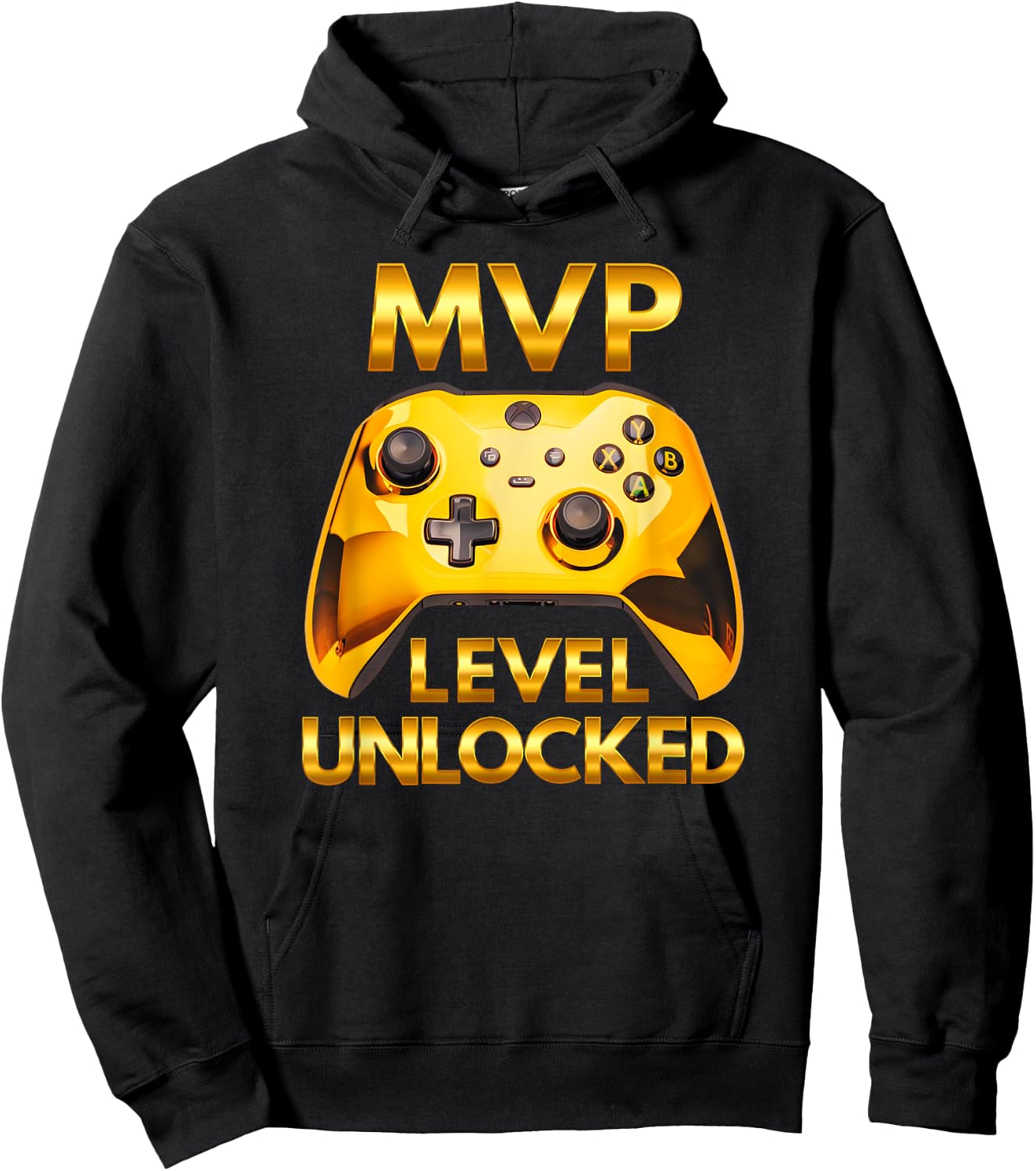 MVP Level Unlocked Video Game Player Gold Gaming Controller Hoodie - Hoodie | Black