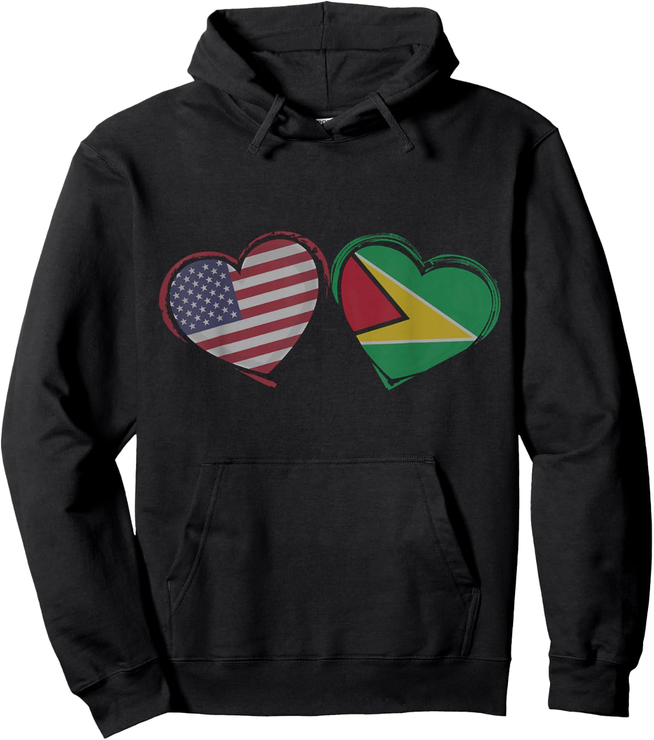 USA Guyana Flag Heart Valentines Day Guyanese American Hoodie - Hoodie | Black