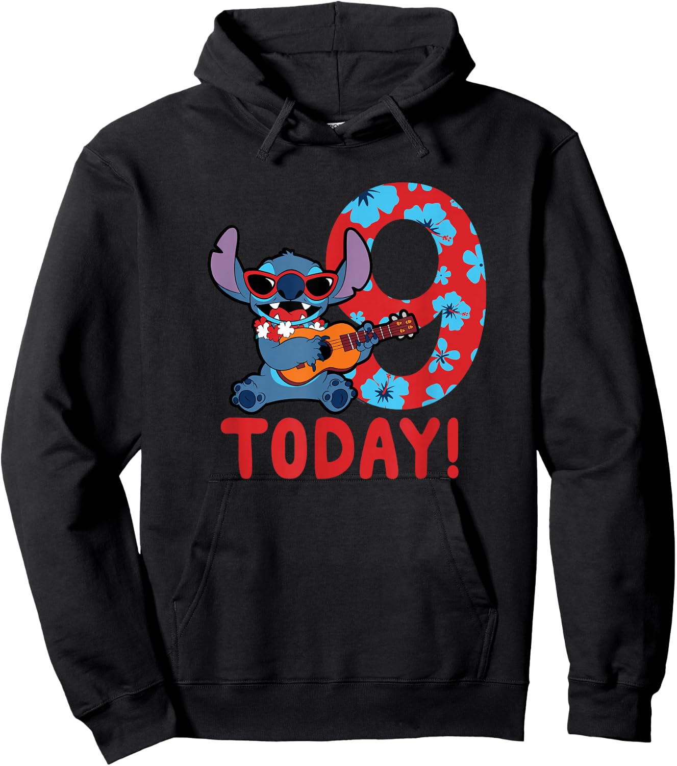 Disney Lilo & Stitch Tropical Birthday 9 Years Old Today Hoodie - Hoodie | Black
