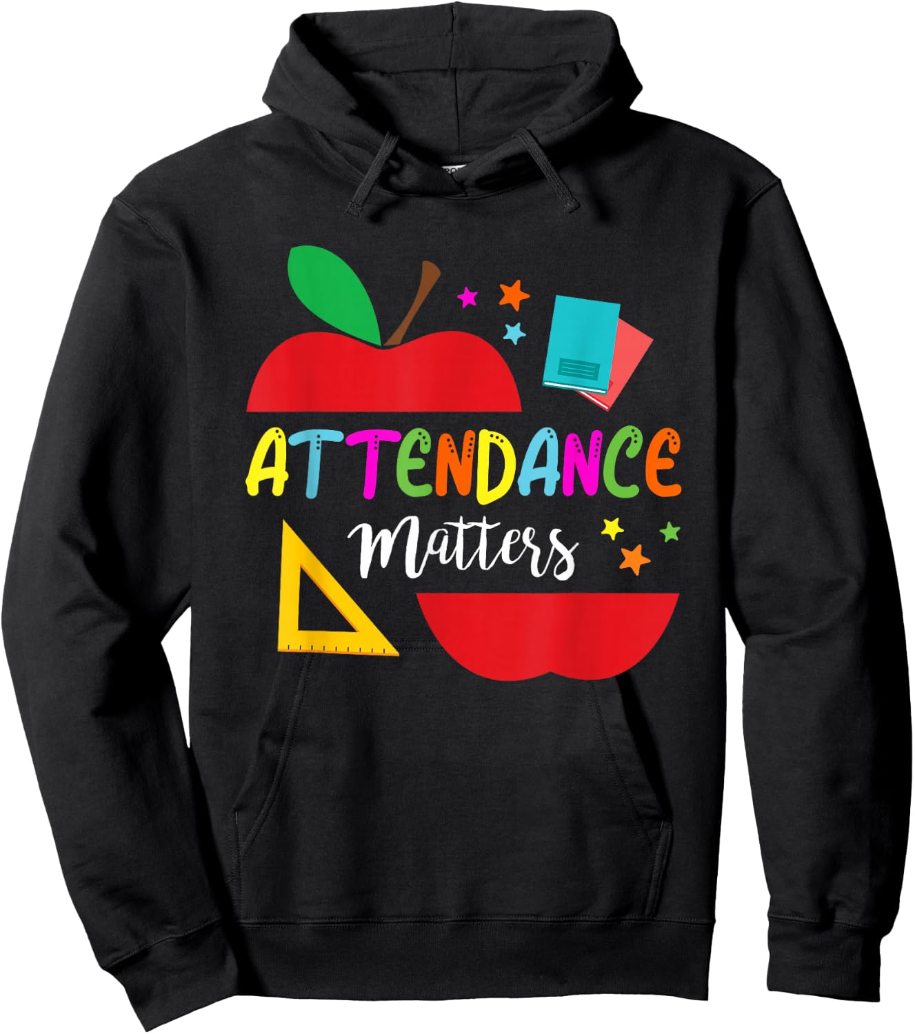 Attendance Matters Teacher Apple Gift Back to School Hoodie - Hoodie | Black