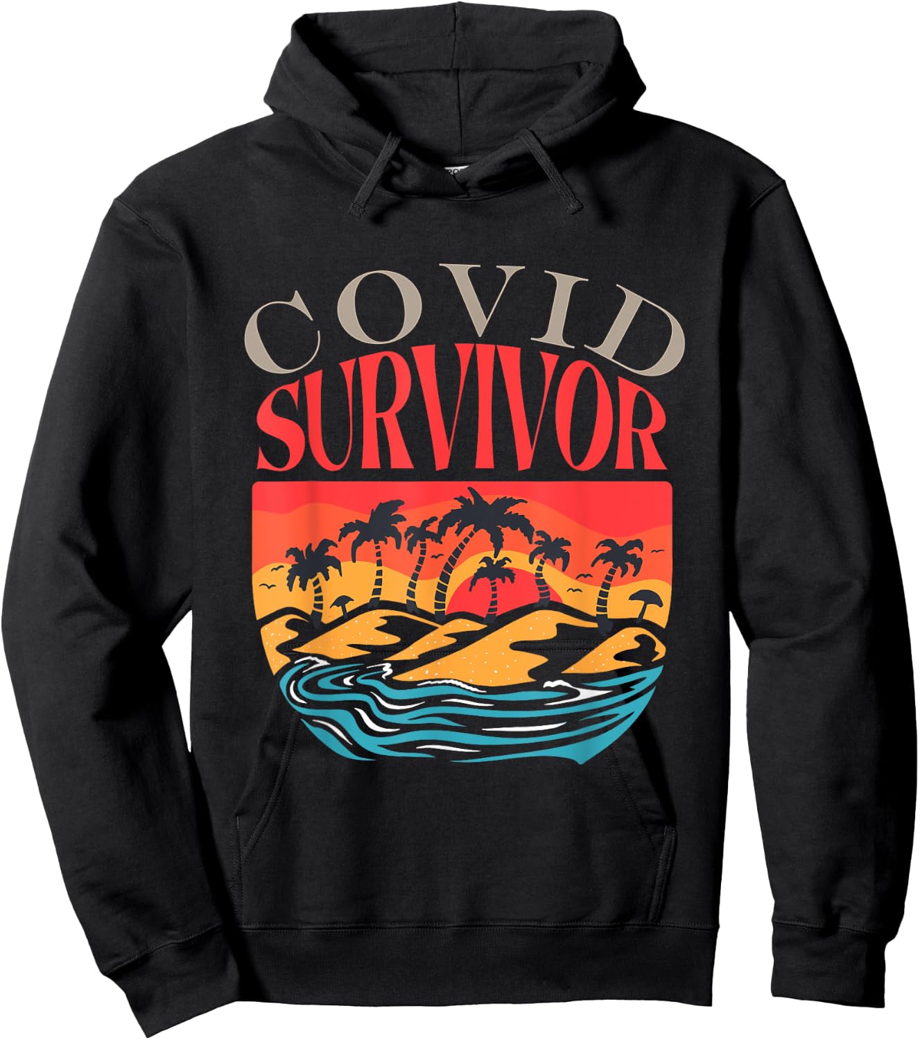 Covid Survivor Gift Sunset Mountain Ocean Uplifting Covid Hoodie - Hoodie | Black