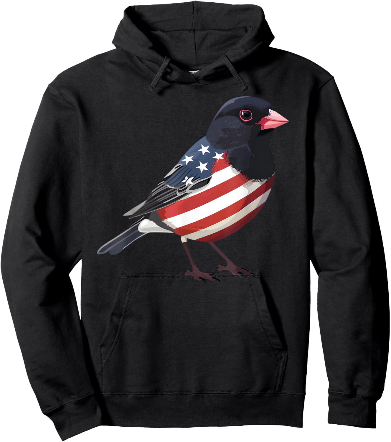US Flag Dark Eyed Junco Patriotic Bird Face 4th Of July Hoodie - Hoodie | Black