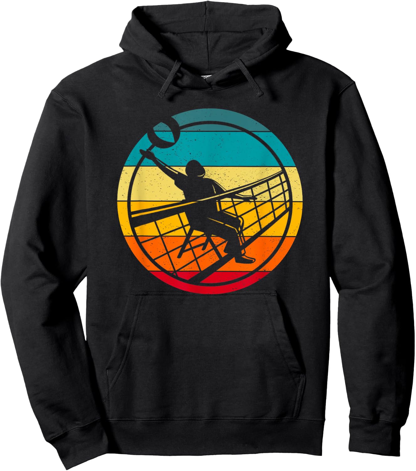 Retro Vintage Volleyballer Design Chair Volleyball Hoodie - Hoodie | Black