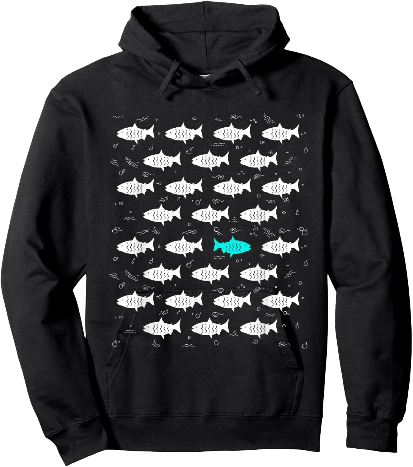 Fish Swimming Against the Ocean and against Current design Hoodie - Hoodie | Black