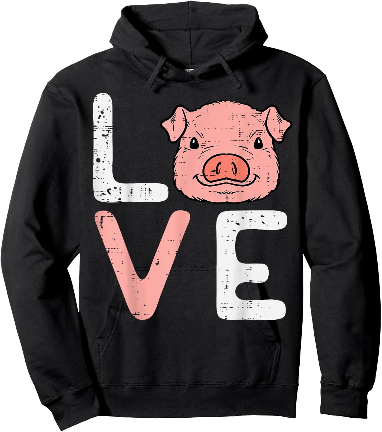 Love Pig Cute Hog Farmer Swine Farm Animal Women Kids Men Hoodie - Hoodie | Black