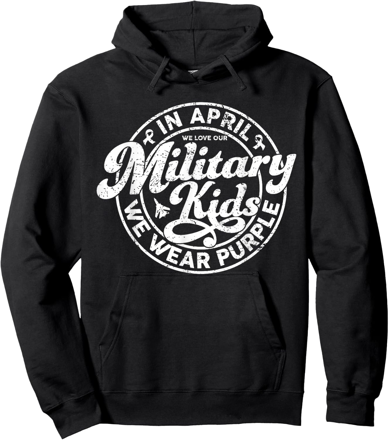 In April We Wear Purple Military Child Month Military Kids Hoodie - Hoodie | Black