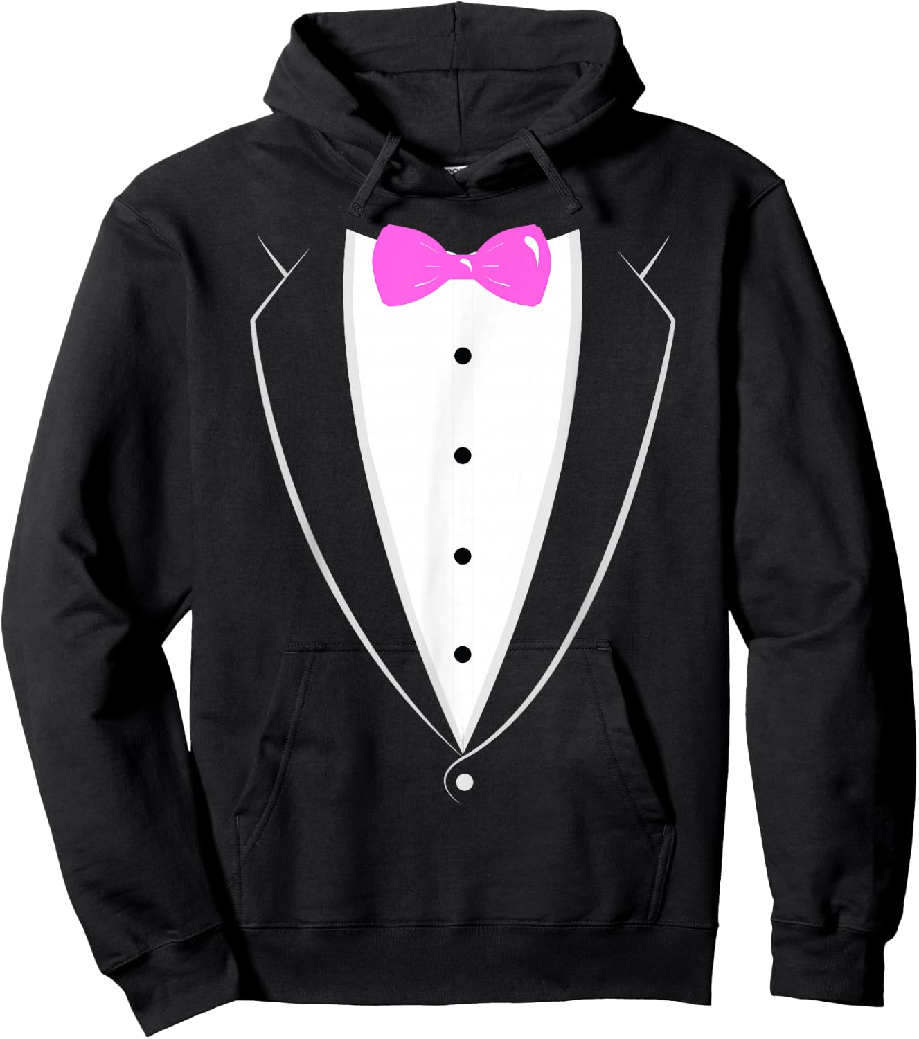 Black and White Tuxedo with Pink Bow tie Novelty T Shirt Hoodie - Hoodie | Black