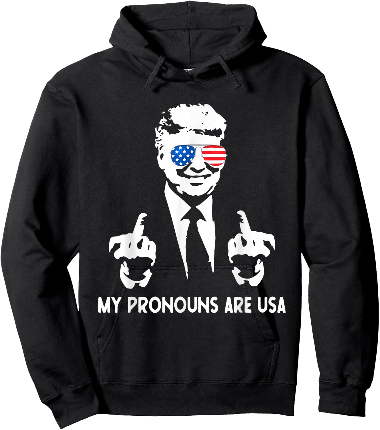 My Pronouns Are USA Patriotic American Flag July 4th Hoodie - Hoodie | Black