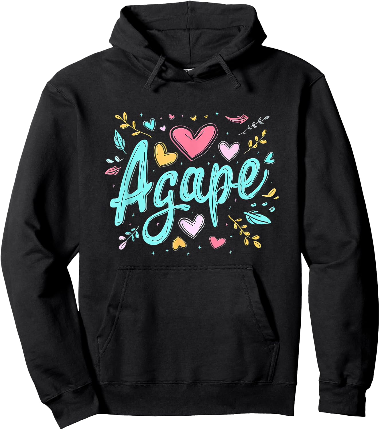Agape Old Greek Christian Apparel - Christian Faith - Love Agape - -Adults - Black - Small - Short Sleeve Hoodie - Hoodie | Black