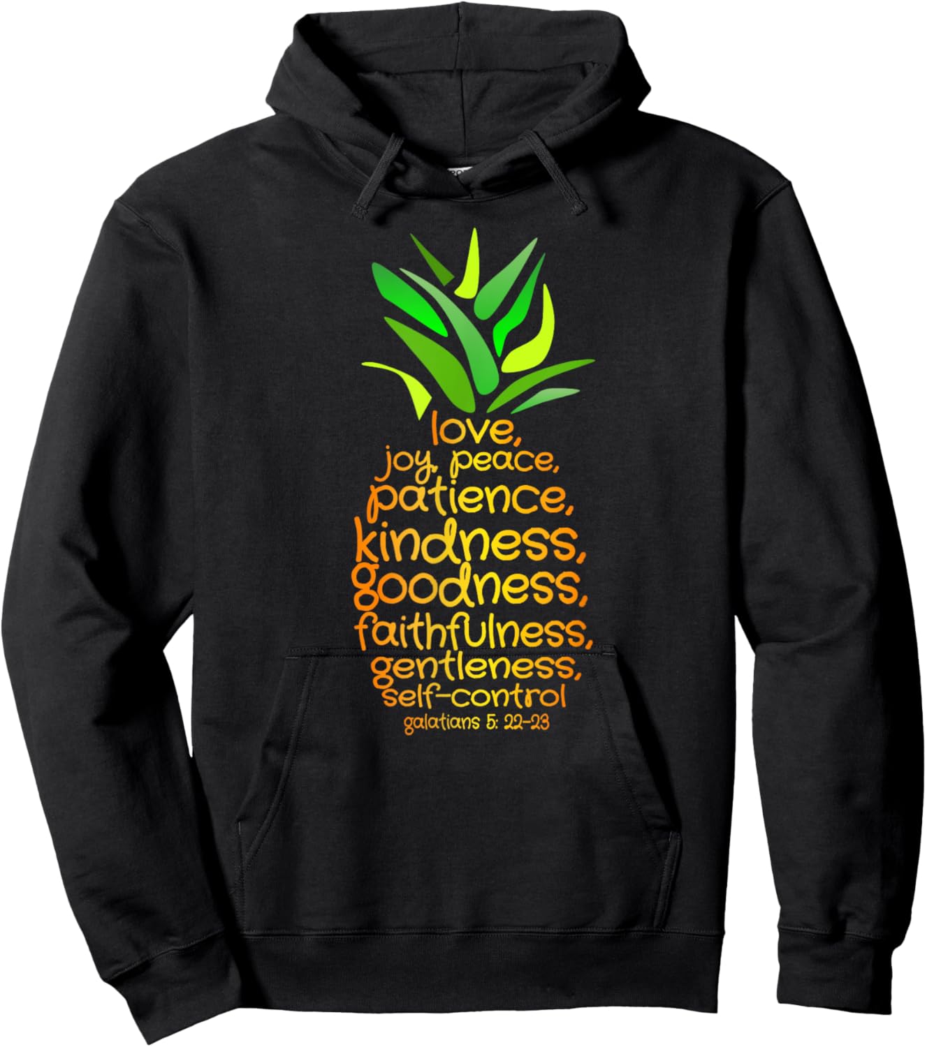 Pineapple Shirt Bible Fruit Of The Spirit Love Joy Peace Hoodie - Hoodie | Black
