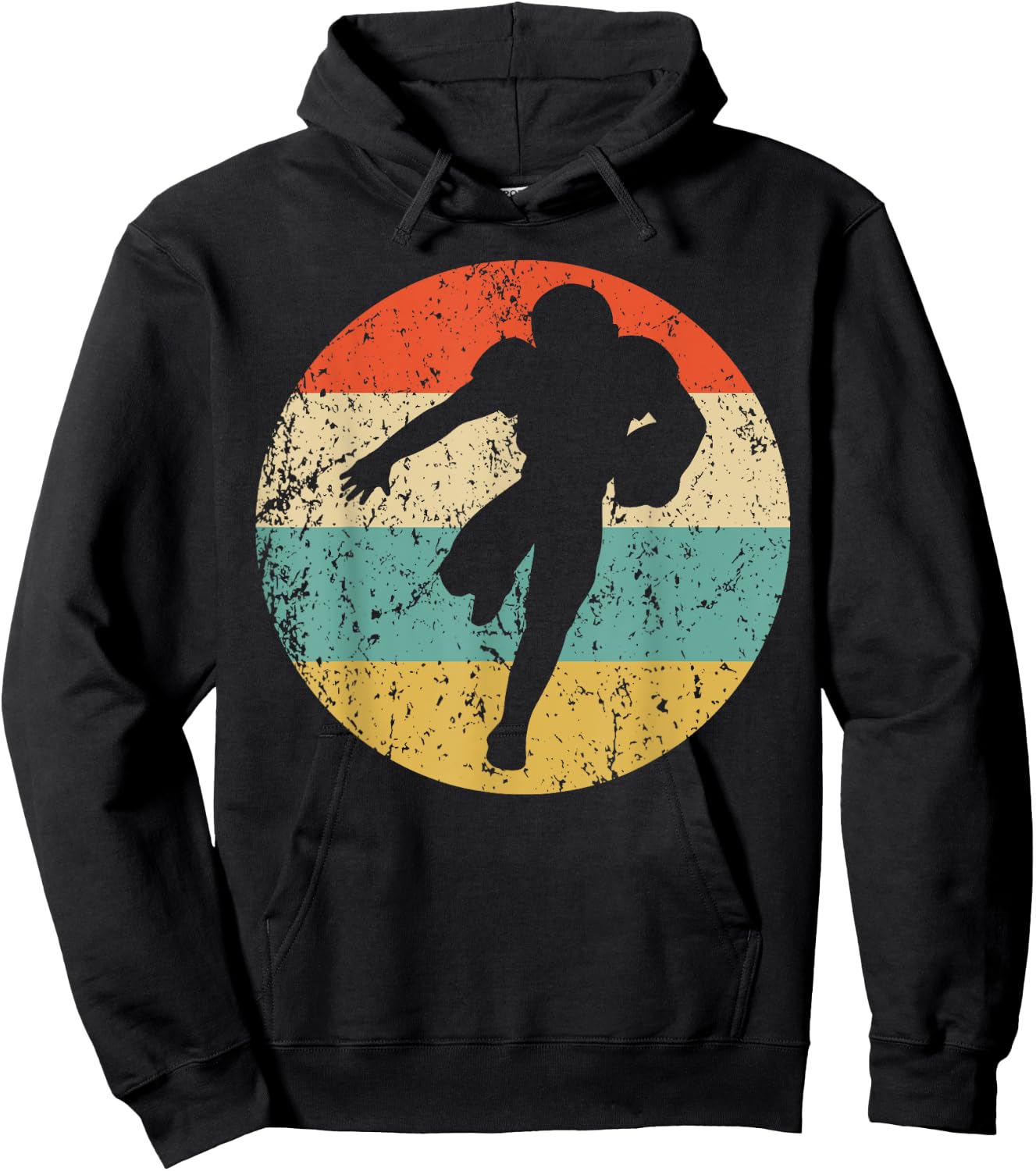 Football Player Running Back Silhouette Retro Sports Hoodie - Hoodie | Black