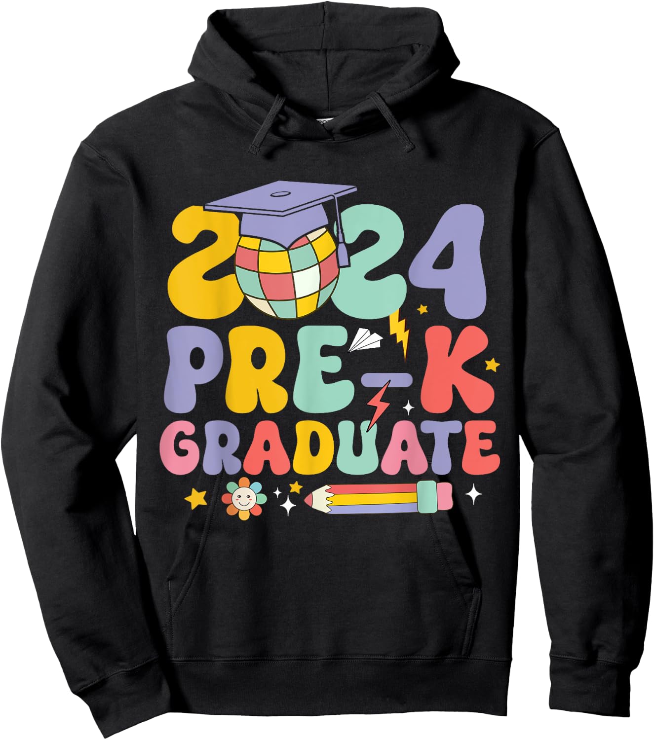 Groovy Preschool Graduation 2024 Pre-k Graduate for Girls Hoodie - Hoodie | Black