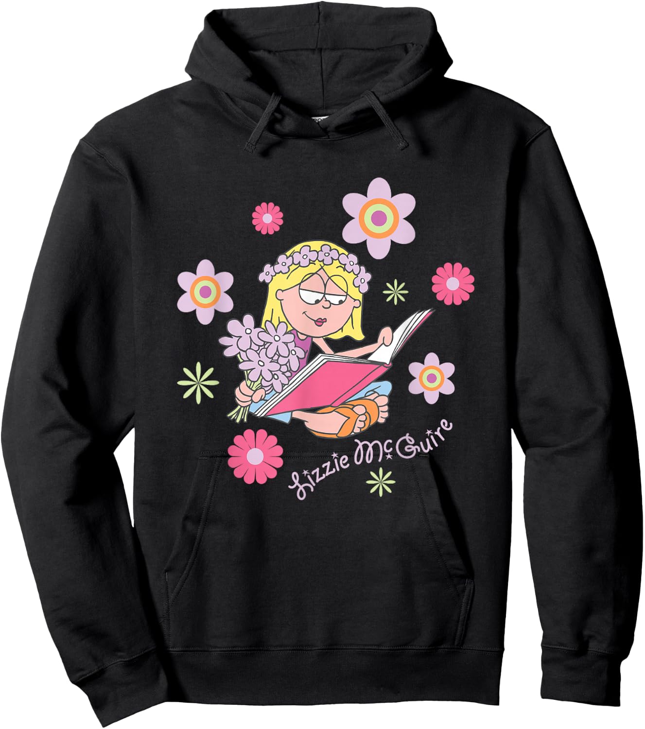 Disney Lizzy McGuire Groovy Hippie Lizzie Big Chest Poster Hoodie - Hoodie | Black