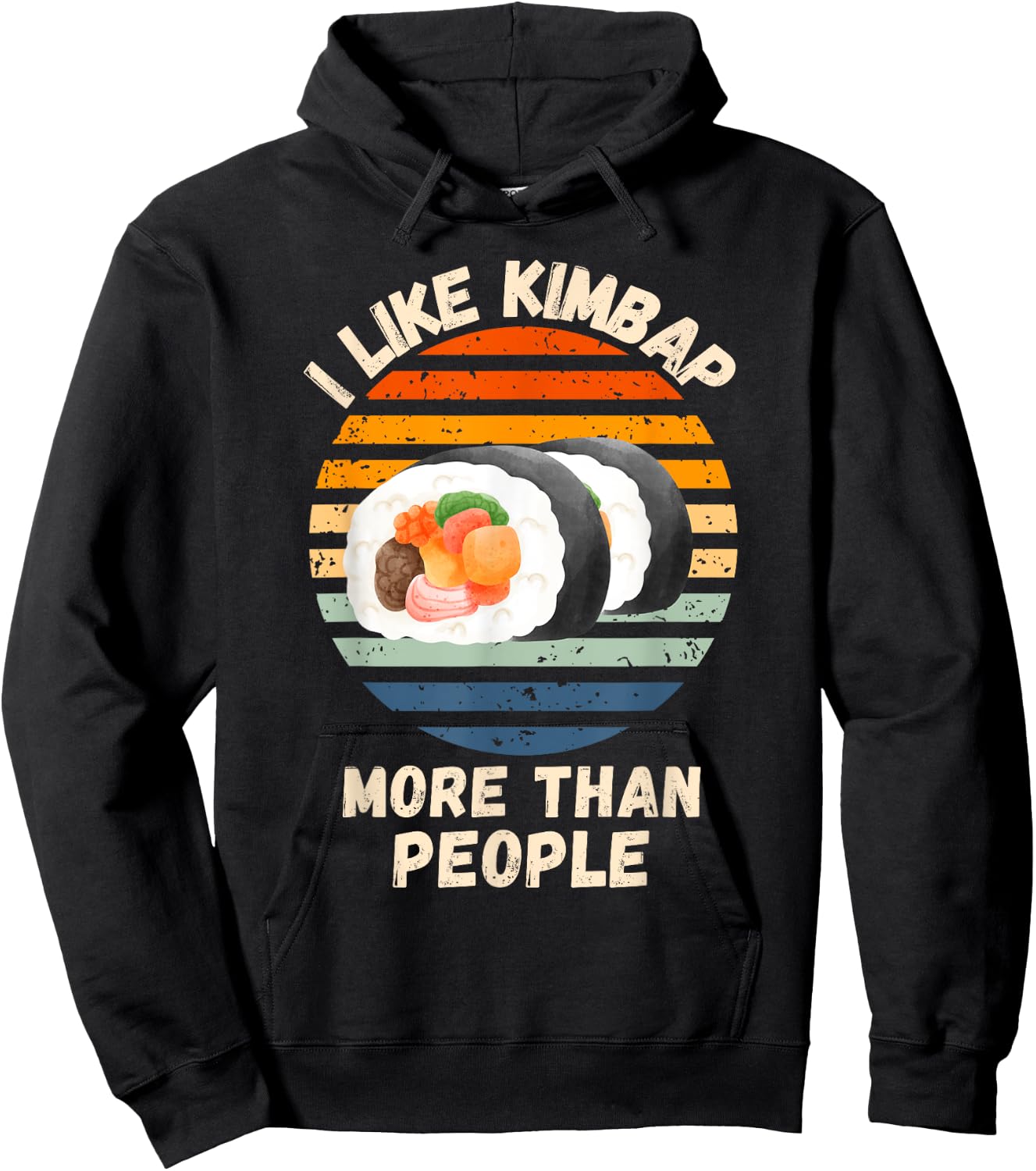 Vintage I Like Kimbap More Than People Retro Kimbap Lover Hoodie - Hoodie | Black