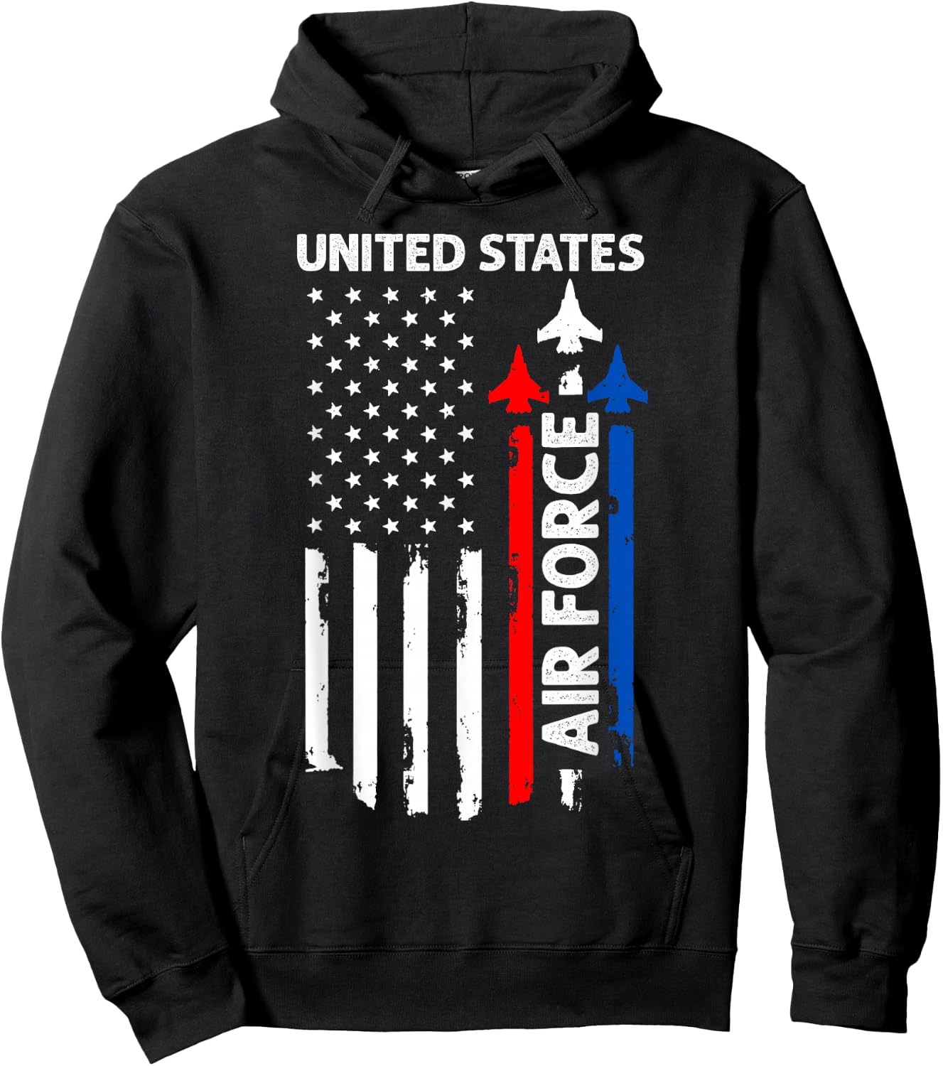 United States Air Force American USA Flag July 4th Patriotic Hoodie - Hoodie | Black