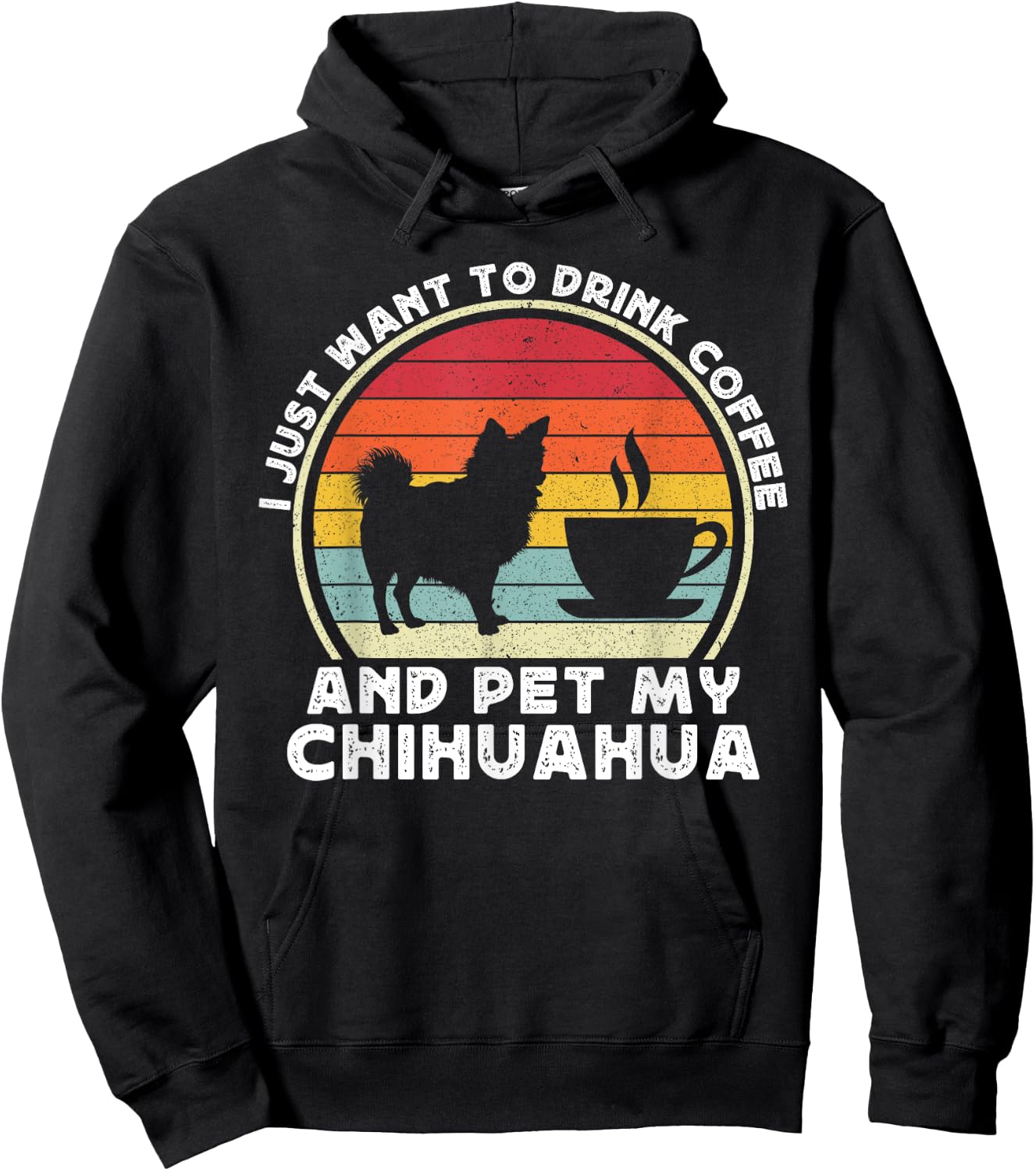 Coffee And Chihuahua Funny Long Haired Hair Chiwawa Dog Mom Hoodie - Hoodie | Black