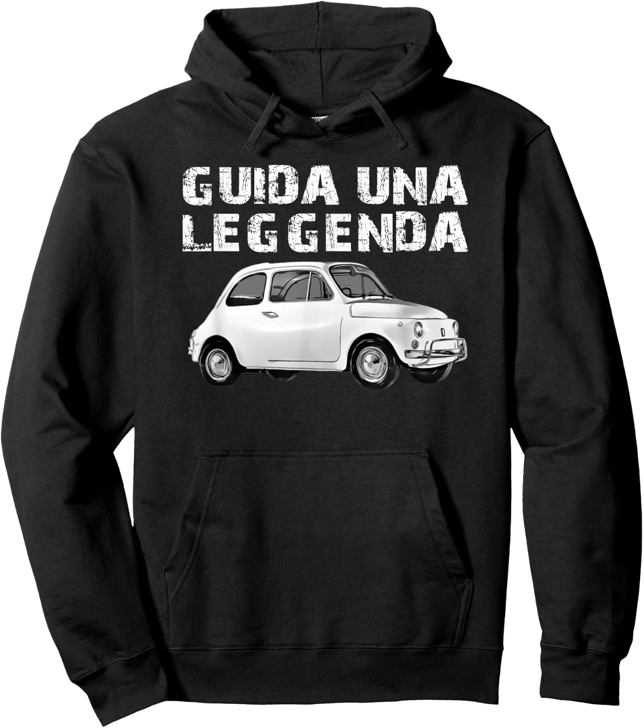 DOMI Fiat 500 Classic , Black, Small, Short Sleeve Hoodie - Hoodie | Black