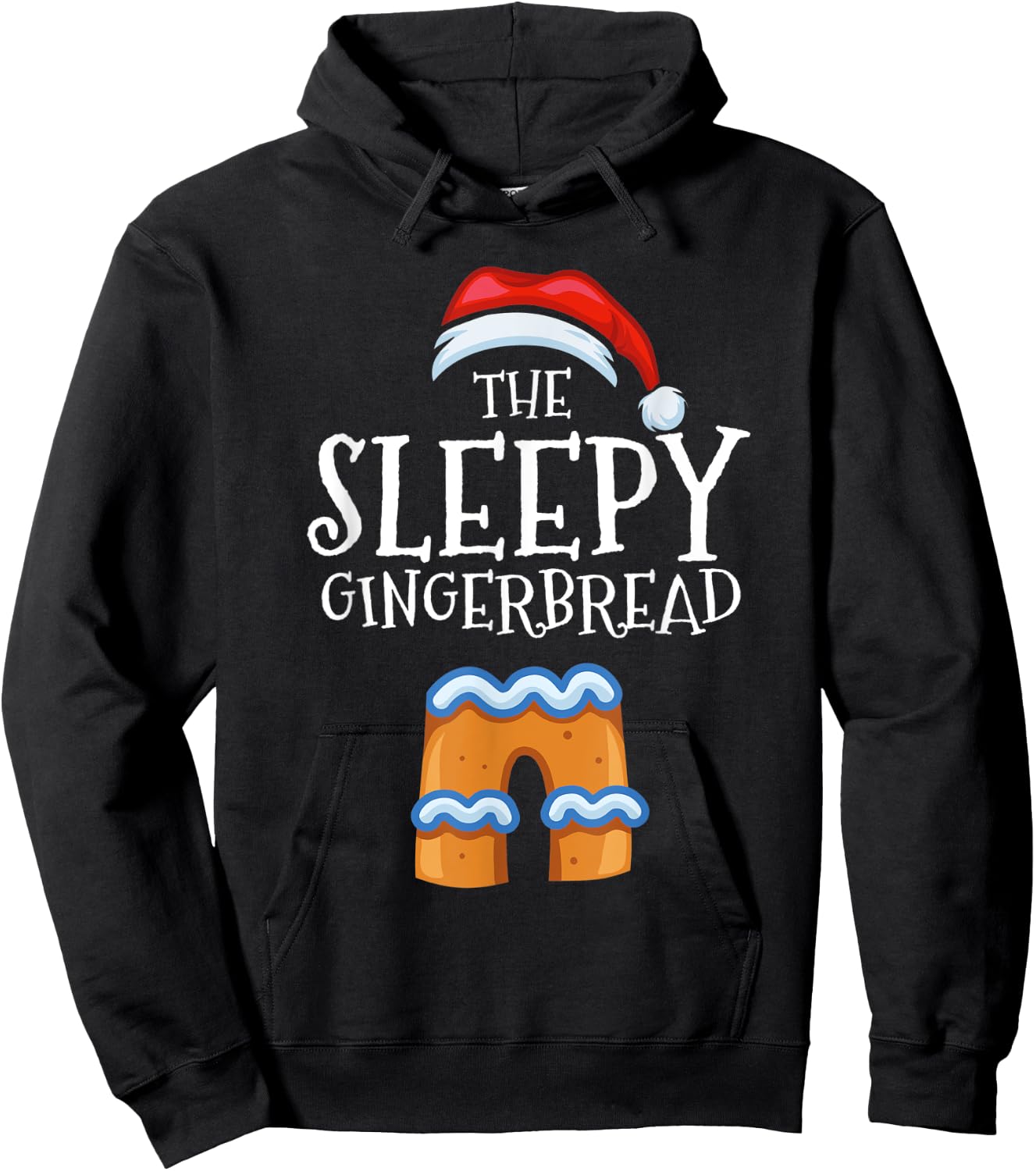 Sleepy Gingerbread Family Matching Group Christmas Gift Hoodie - Hoodie | Black