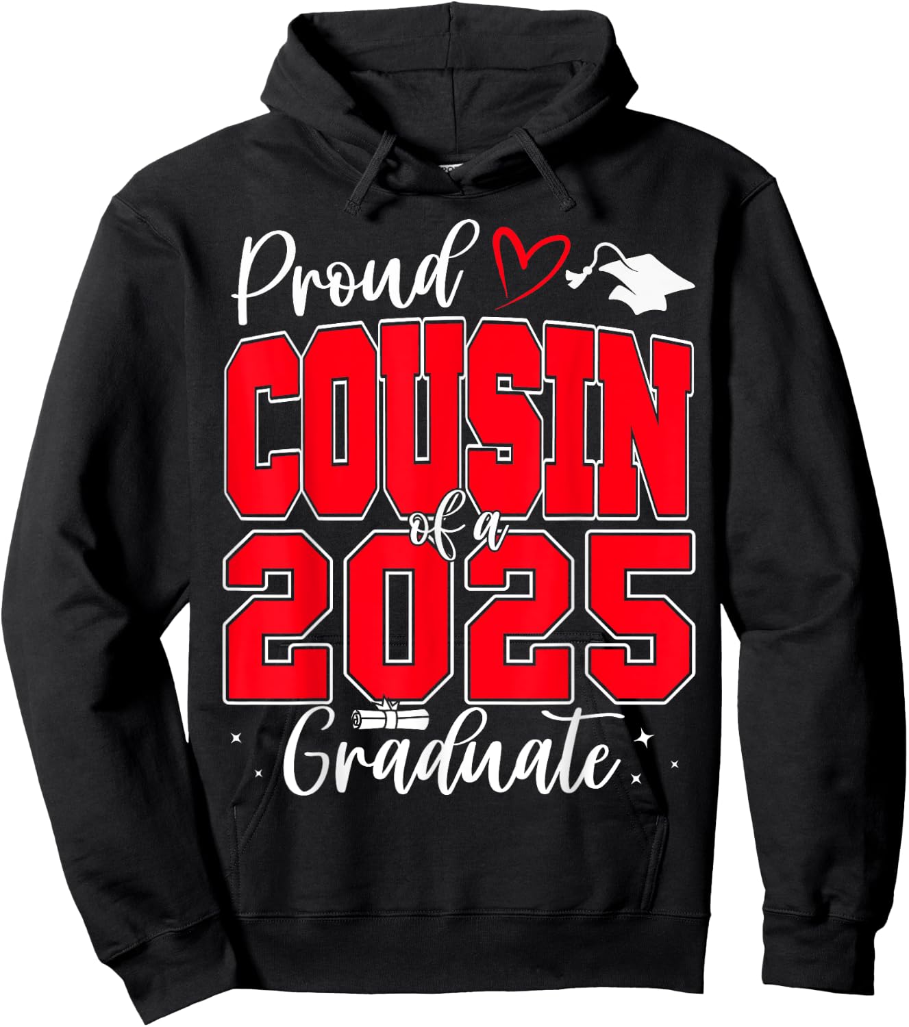 Proud Cousin of a Class of 2025 Graduate Senior Graduation Hoodie - Hoodie | Black