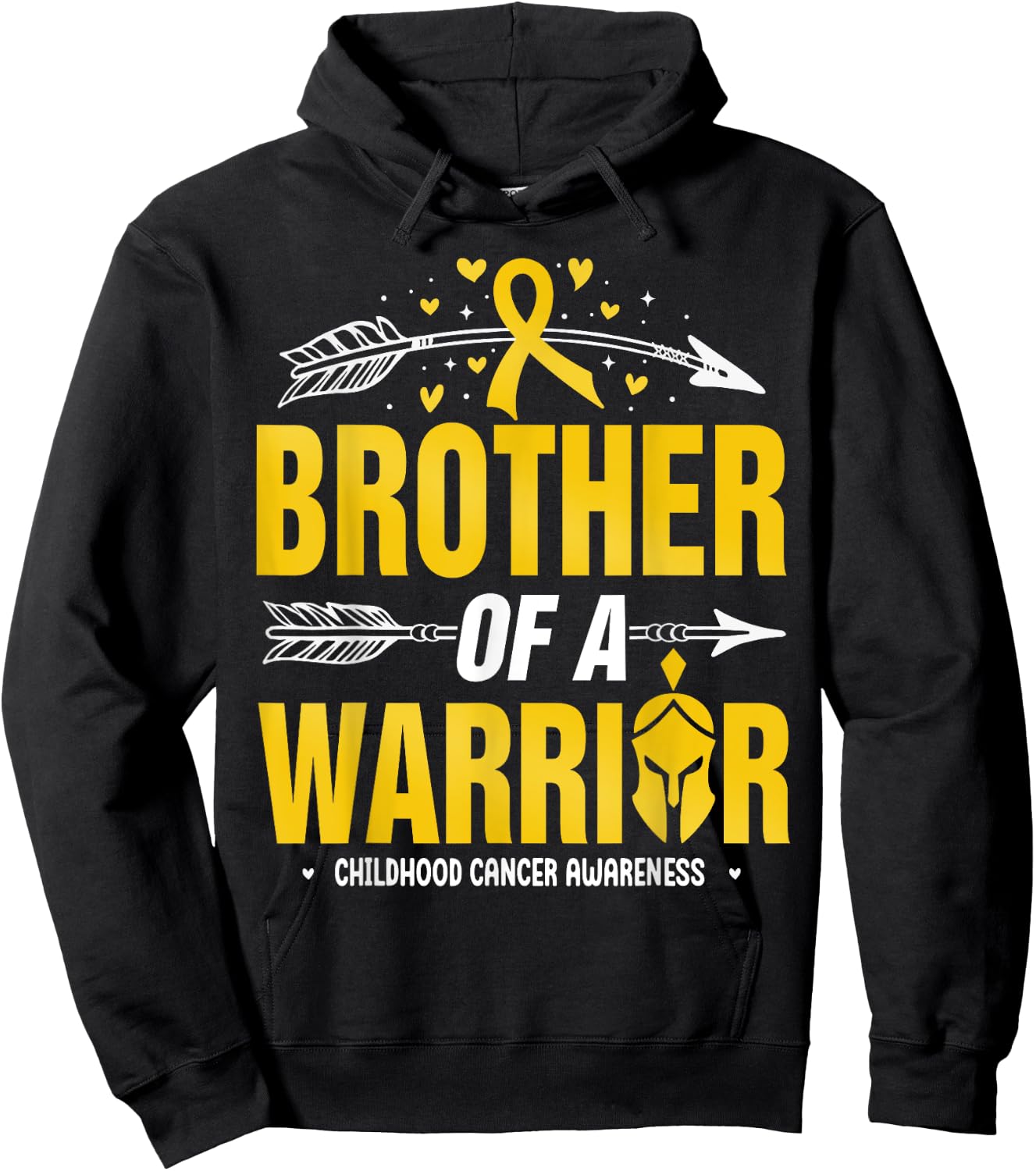 Childhood Cancer Awareness Brother Of A Warrior Gold Ribbon Hoodie - Hoodie | Black