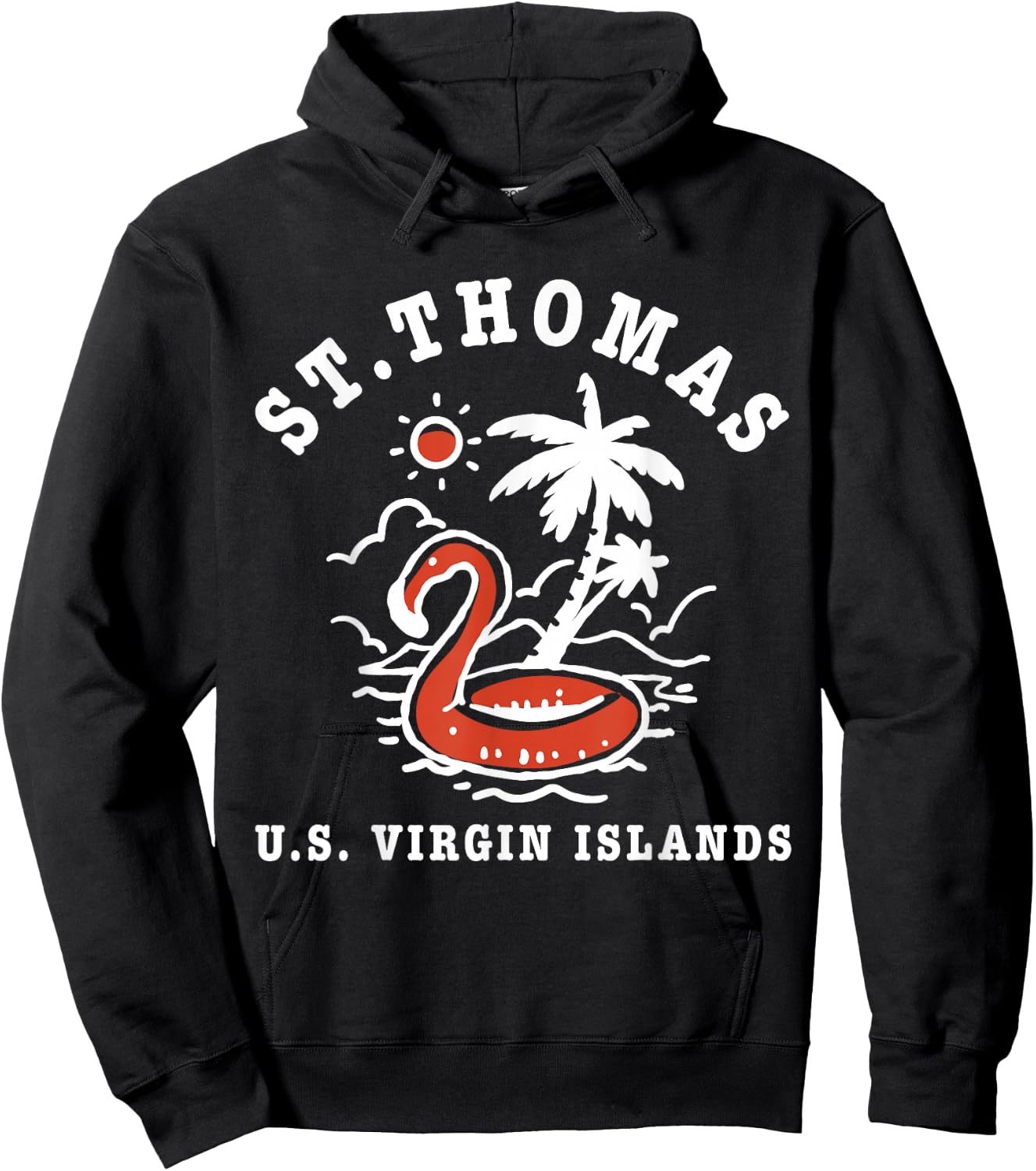 St. Thomas US Virgin Islands Vacation Flamingo Beach Hoodie - Hoodie | Black