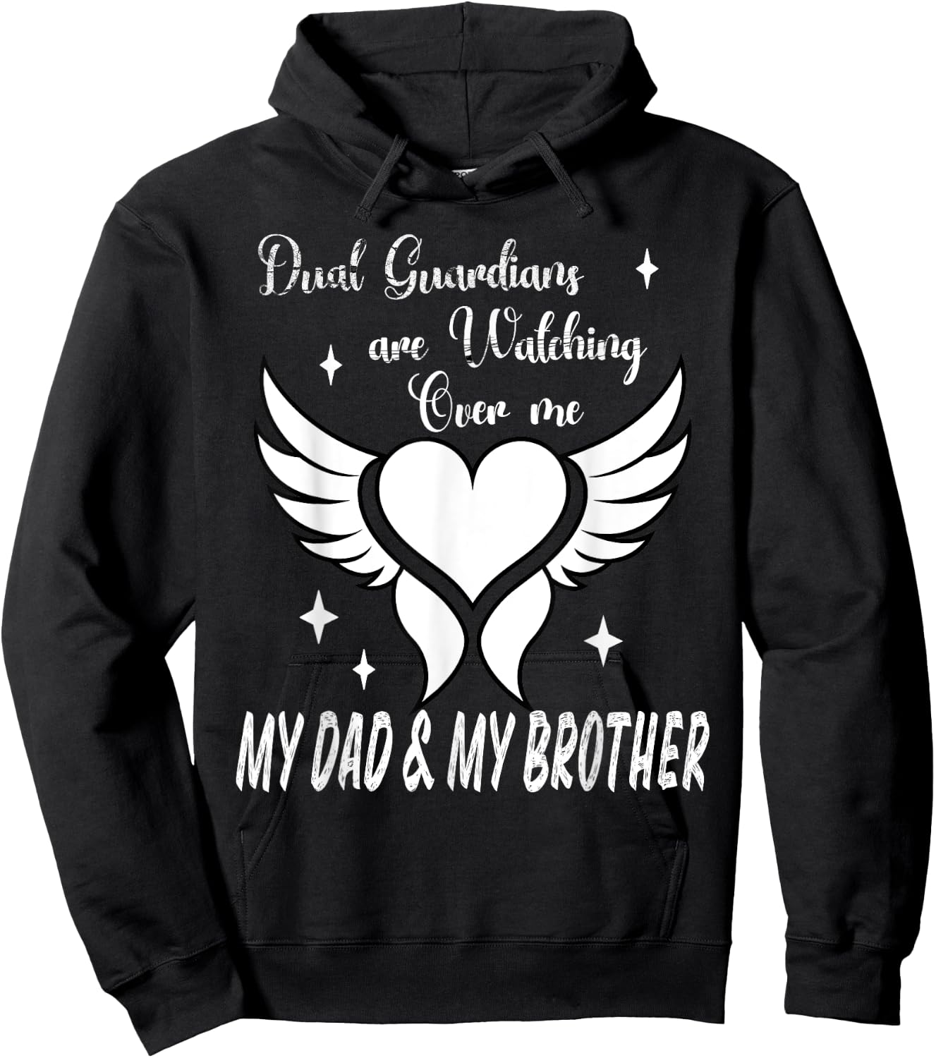 Dual Guardians Dad and Brother Angels Watching Over Me Hoodie - Hoodie | Black