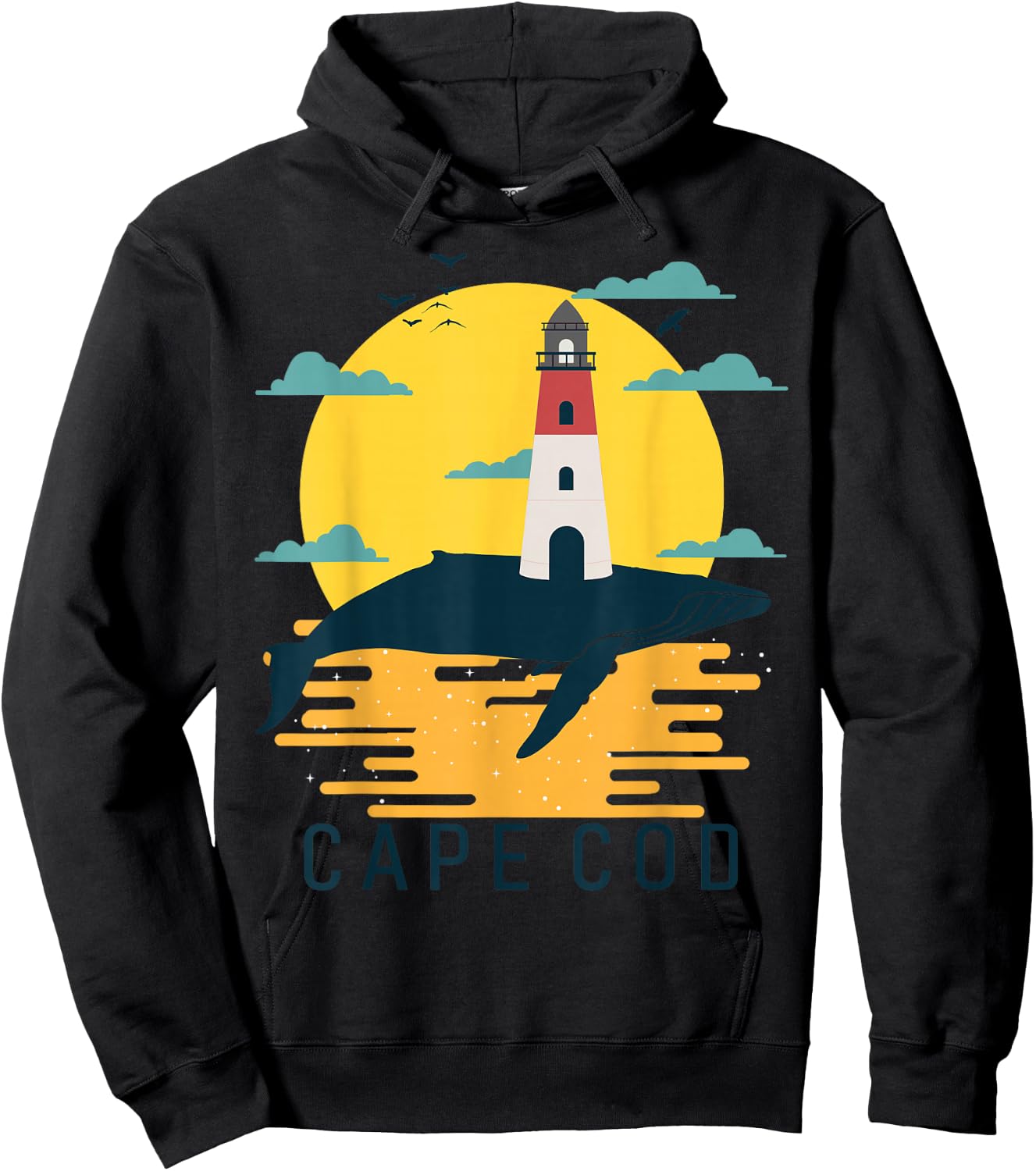 Cape Cod Nauset Lighthouse Vacation Sunset Whale Tourist Hoodie - Hoodie | Black
