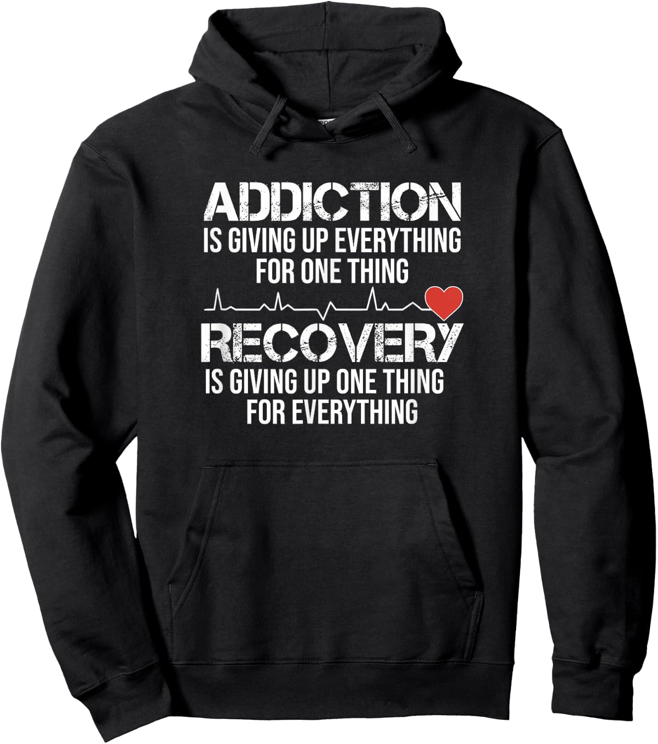 Addiction VS Recovery AA NA Heartbeat for a Clean Sober Life Hoodie - Hoodie | Black
