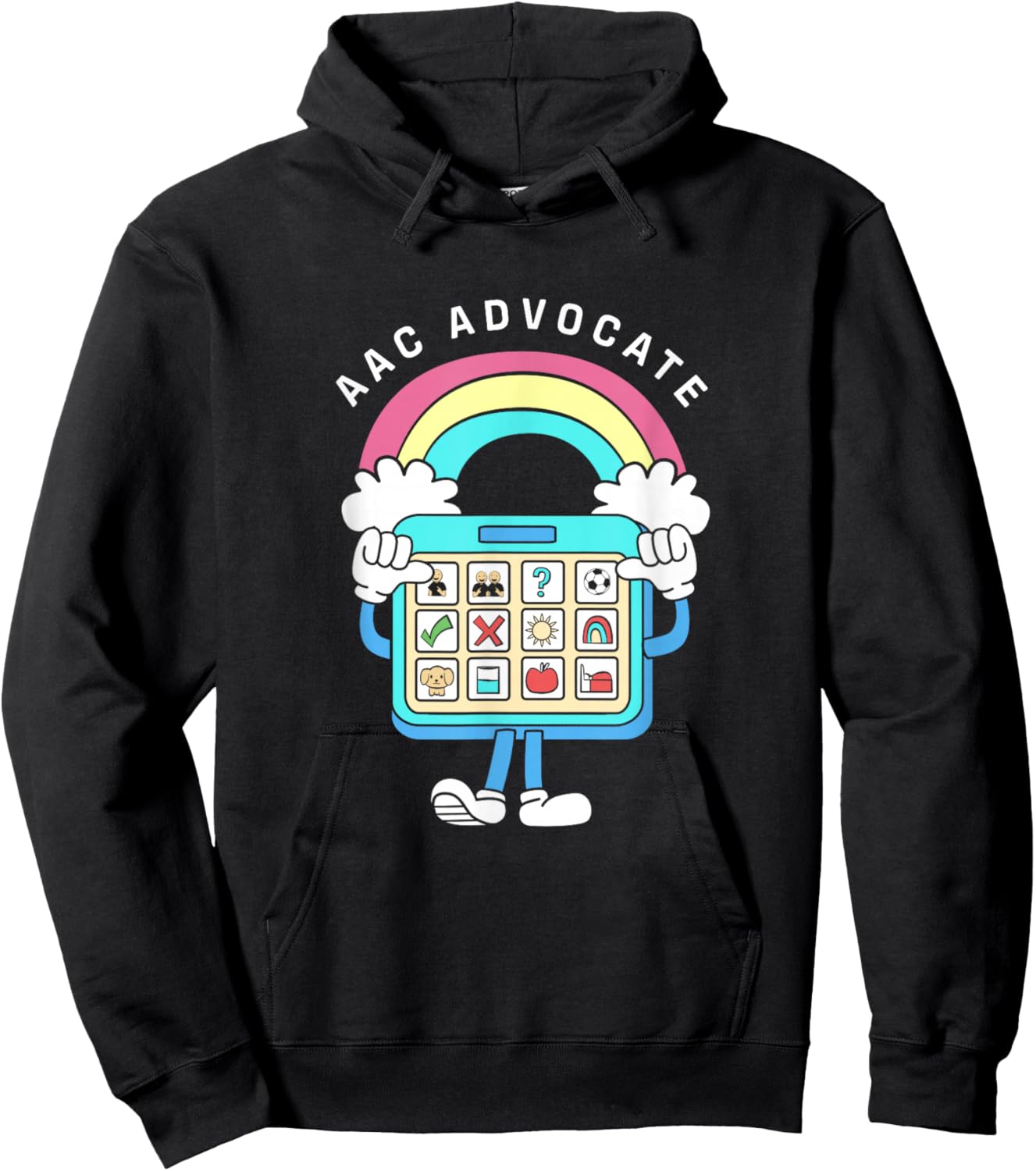 Cute Rainbow AAC Communication Device Advocate AAC Awareness Hoodie - Hoodie | Black
