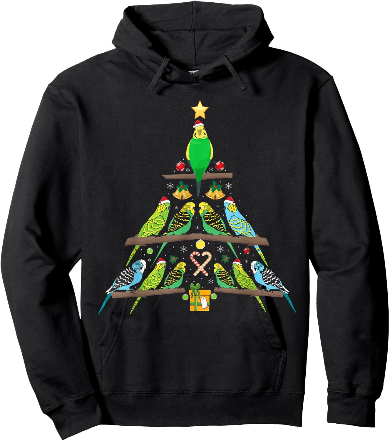 Budgie Christmas Tree Bird Christmas Hoodie - Hoodie | Black