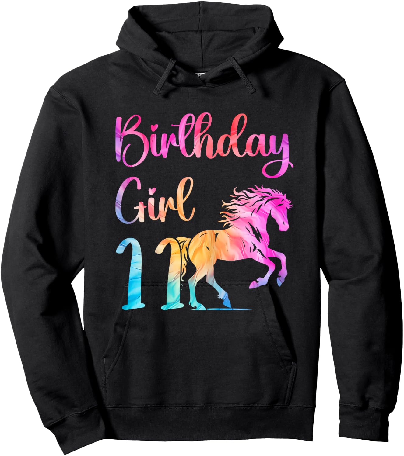 11th Birthday Horse 11 Year Old Girl Birthday Horse Lovers Hoodie - Hoodie | Black