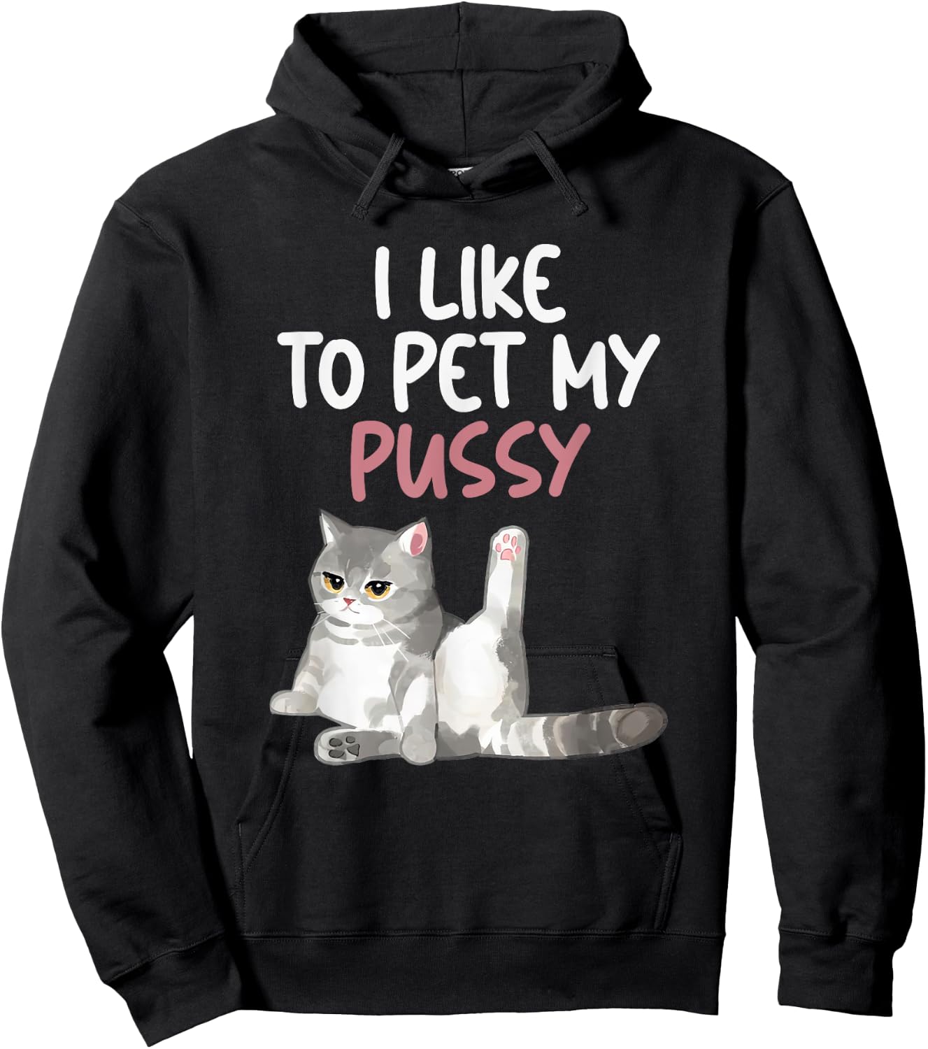 Funny Cat Like To Pet My Pussy Apparel Naughty Kinky Innuendo Meme Hoodie - Hoodie | Black