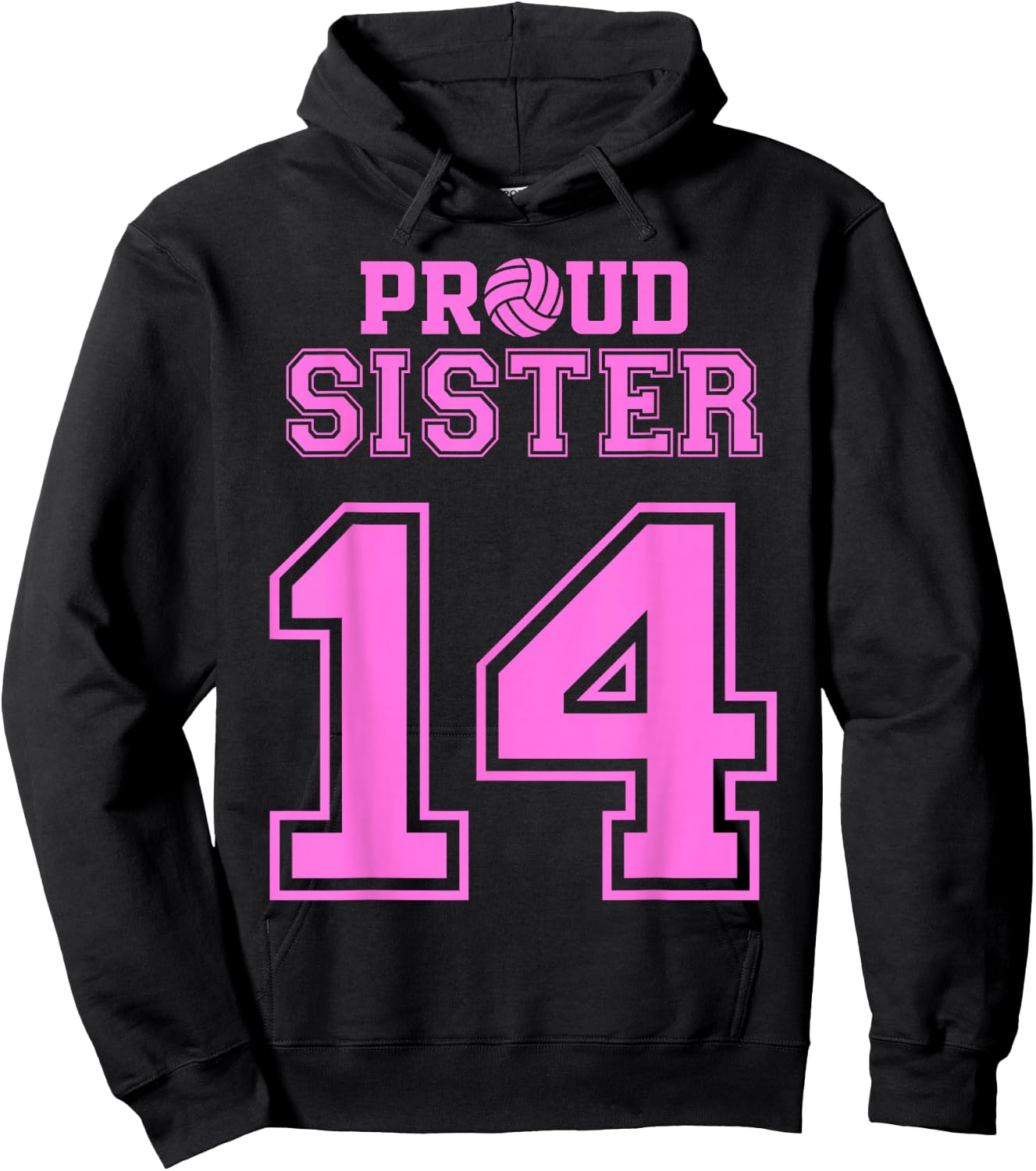 Proud Volleyball Sister Number 14 P Hoodie - Hoodie | Black
