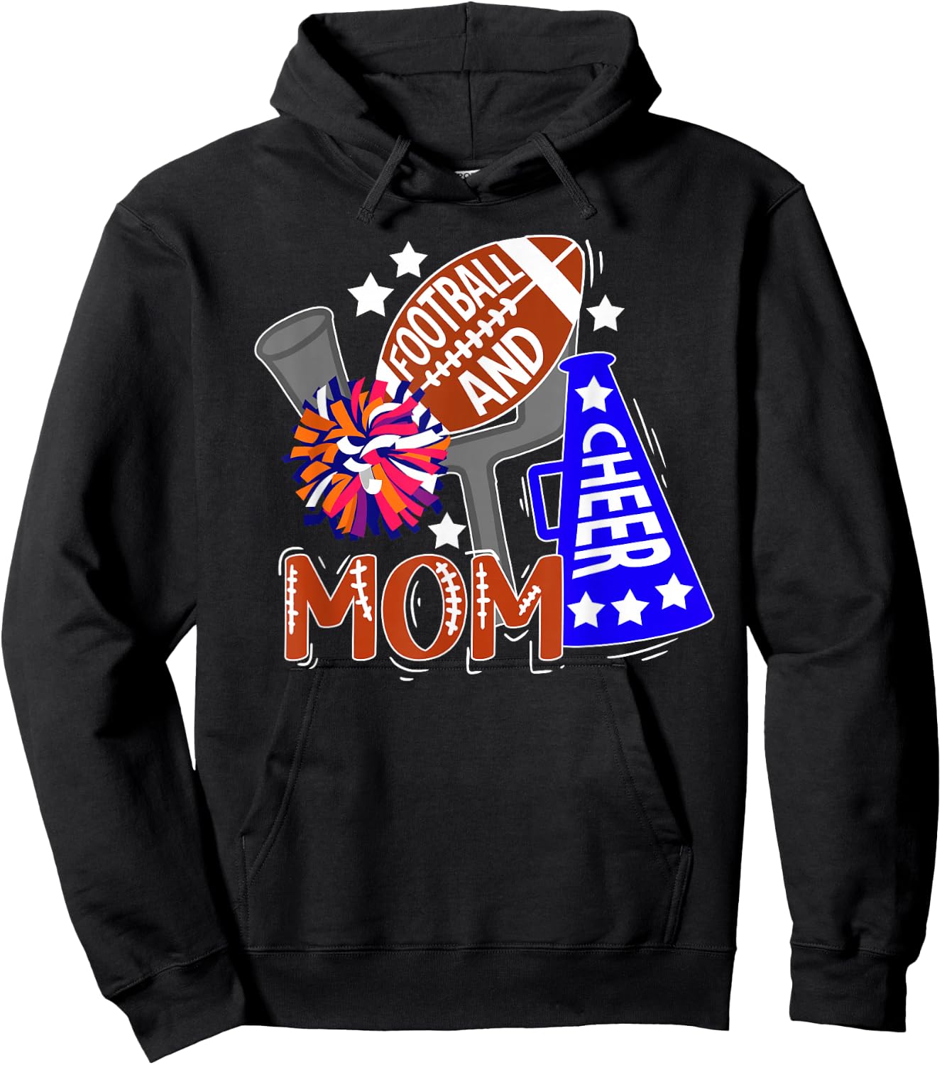Football And Cheer Mom Best Cheerleading And Football Mom Hoodie - Hoodie | Black