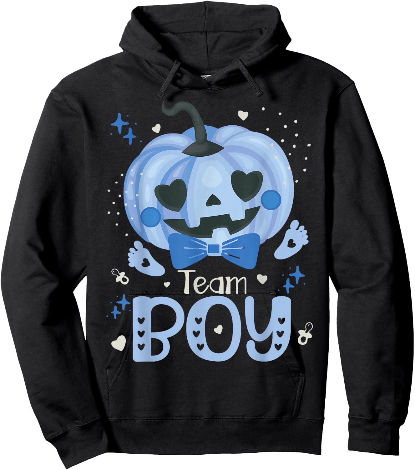 Team Boy Pumpkin Halloween Baby Gender Reveal Party Blue Hoodie - Hoodie | Black