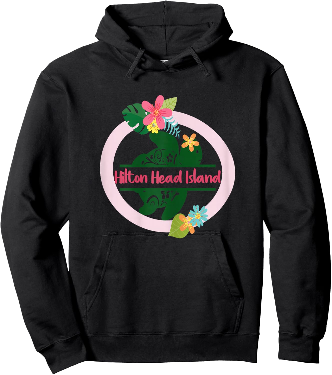 Hilton Head Island SC Girls Sea Turtle Shirts Beach Vacation Hoodie - Hoodie | Black