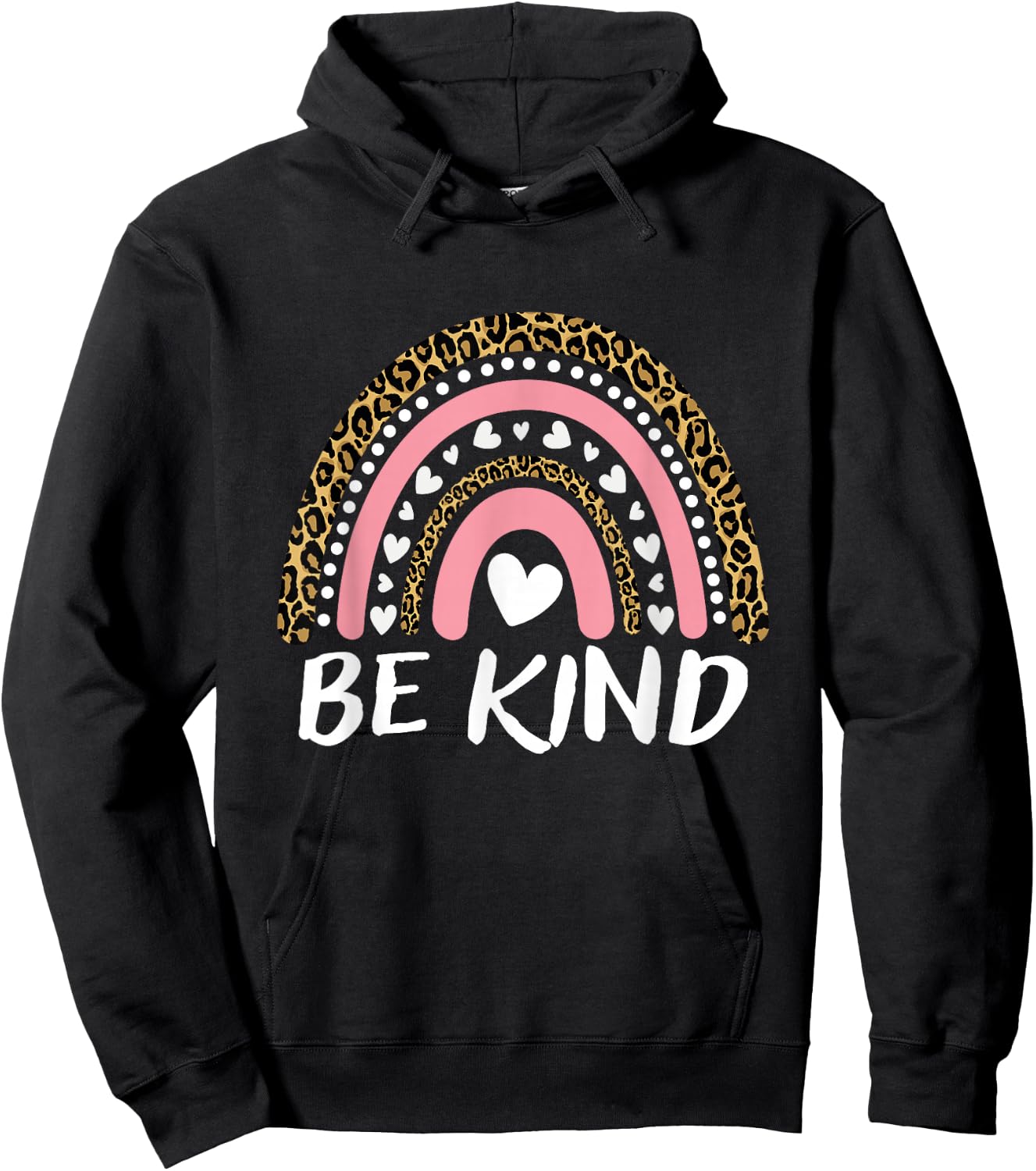 Be Kind Leopard Rainbow Hoodie - Hoodie | Black