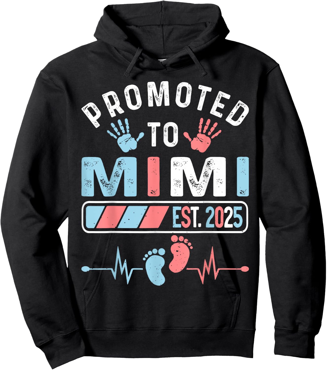 Promoted To Mimi Est. 2025 Baby Shower Gender Reveal Hoodie - Hoodie | Black