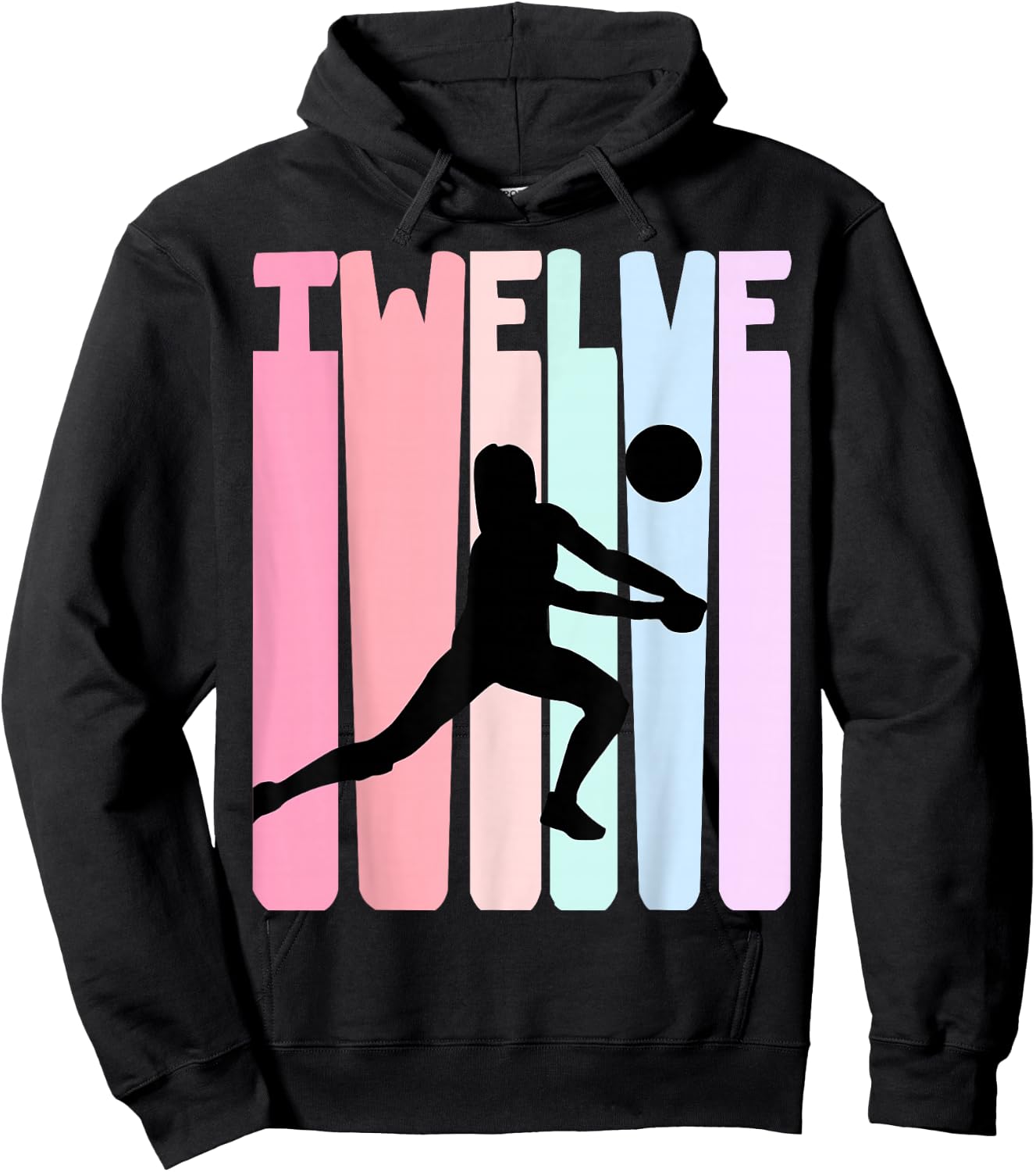 12th Birthday Retro Volleyball Girl Player 12 Years Old Kids Hoodie - Hoodie | Black