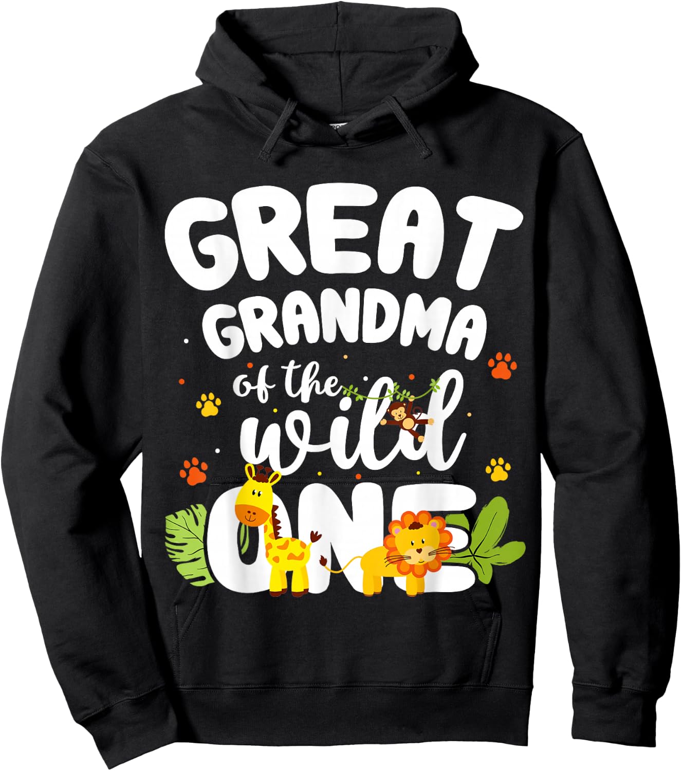 Great Grandma of the Wild One Zoo Birthday Jungle Animal Hoodie - Hoodie | Black