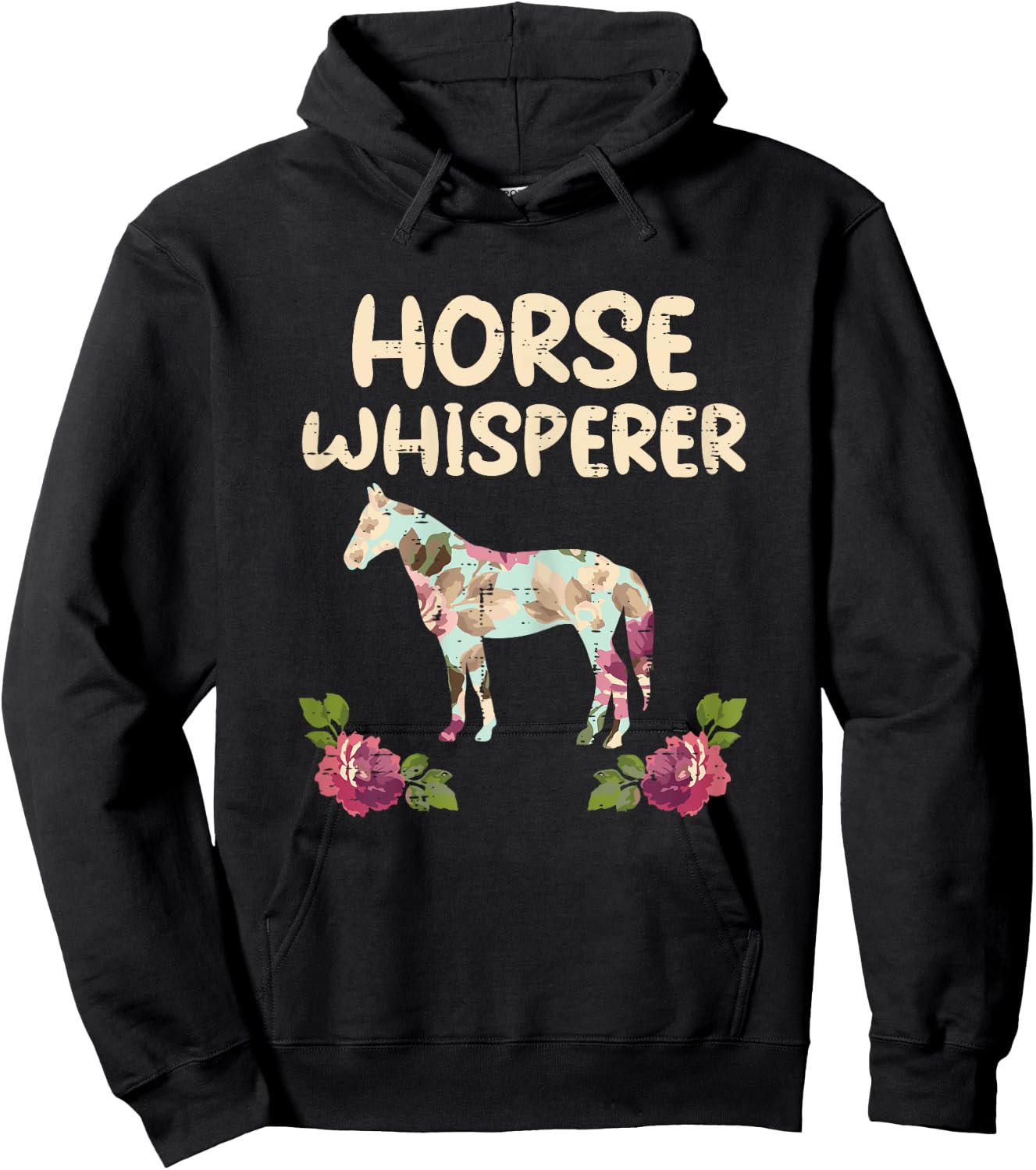 Horse Whisperer Flowers Funny Riding Equestrian Women Girls Hoodie - Hoodie | Black