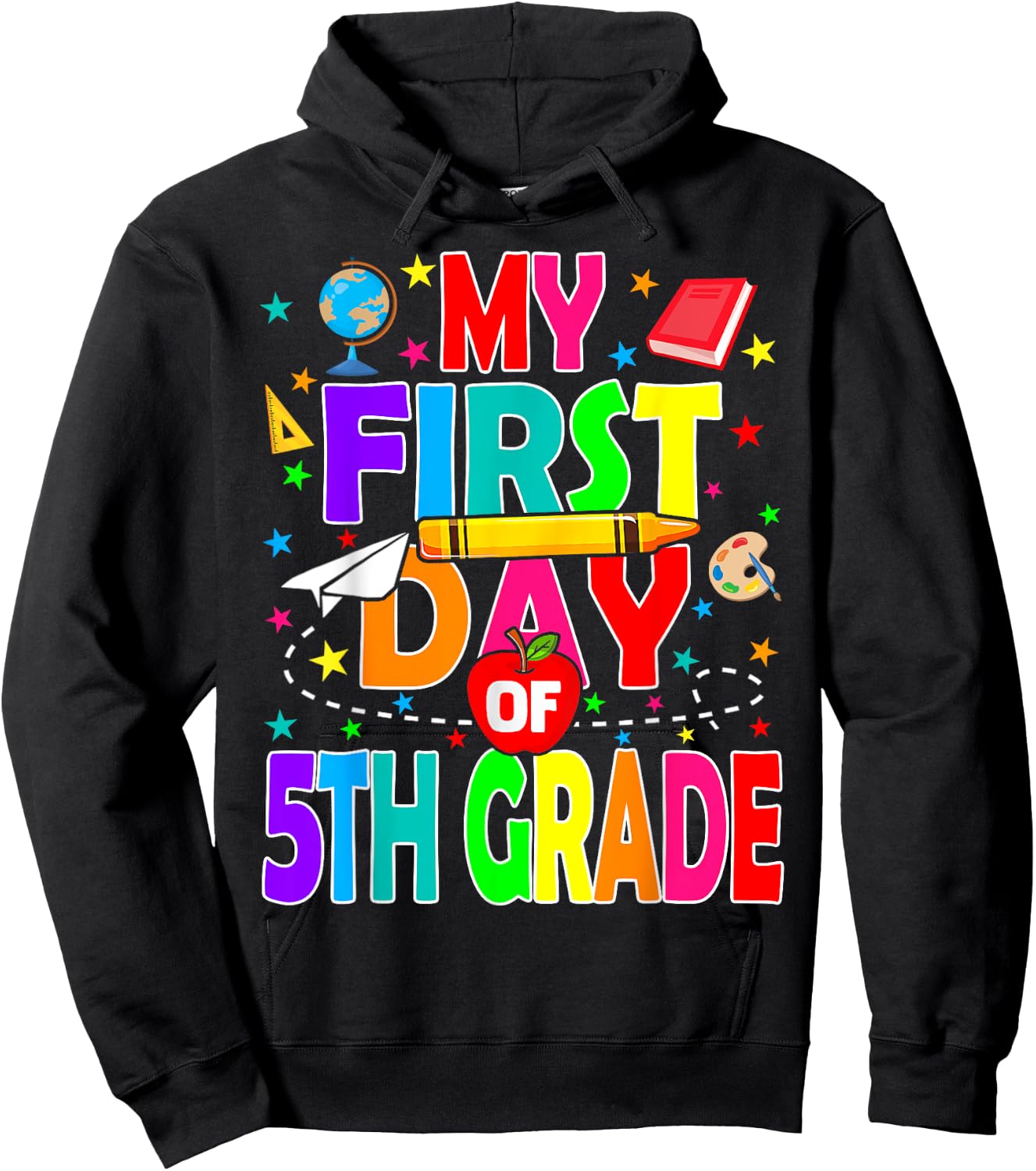 My First Day of 5th Grade Back to School Boys Kids Hoodie - Hoodie | Black