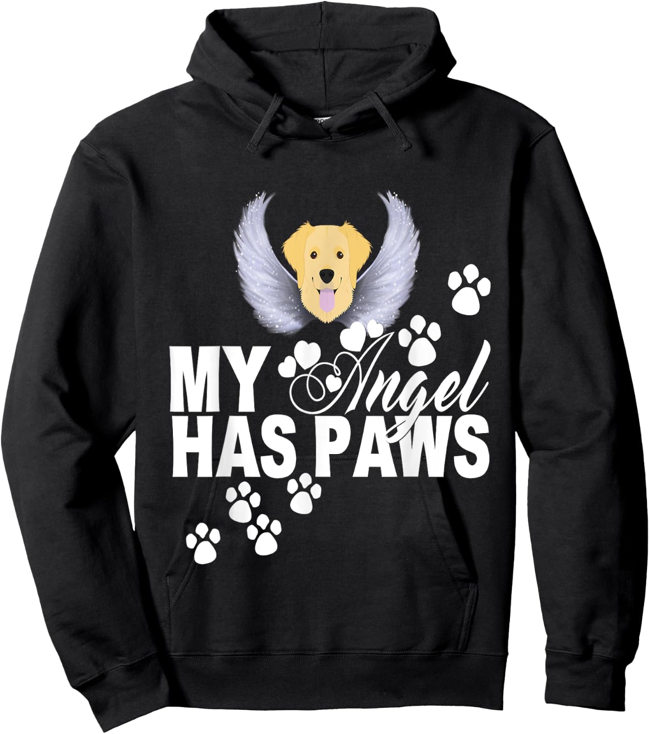 Golden Retriever Dog Gift My Angel Has Paws Love Memorial Women Kids Hoodie - Hoodie | Black