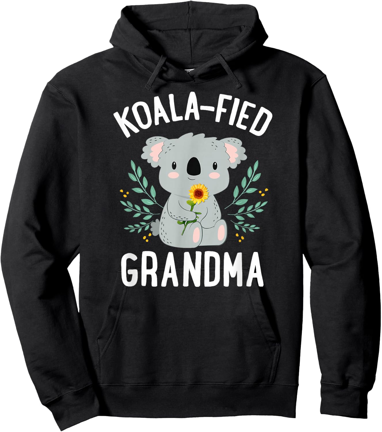 Koalafied Grandma Koala Bear Sunflower Floral Mothers Day Hoodie - Hoodie | Black