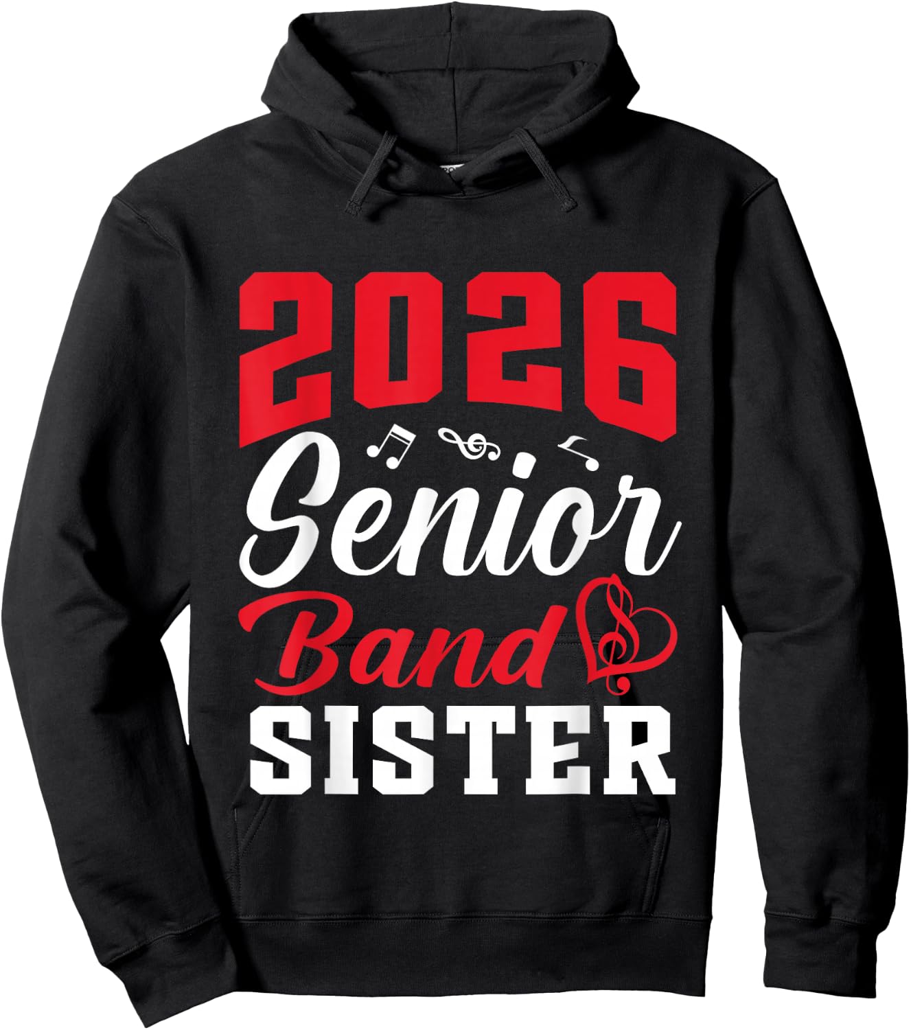 2026 Senior Band Sister Class Of 2026 Parent Graduation Hoodie - Hoodie | Black